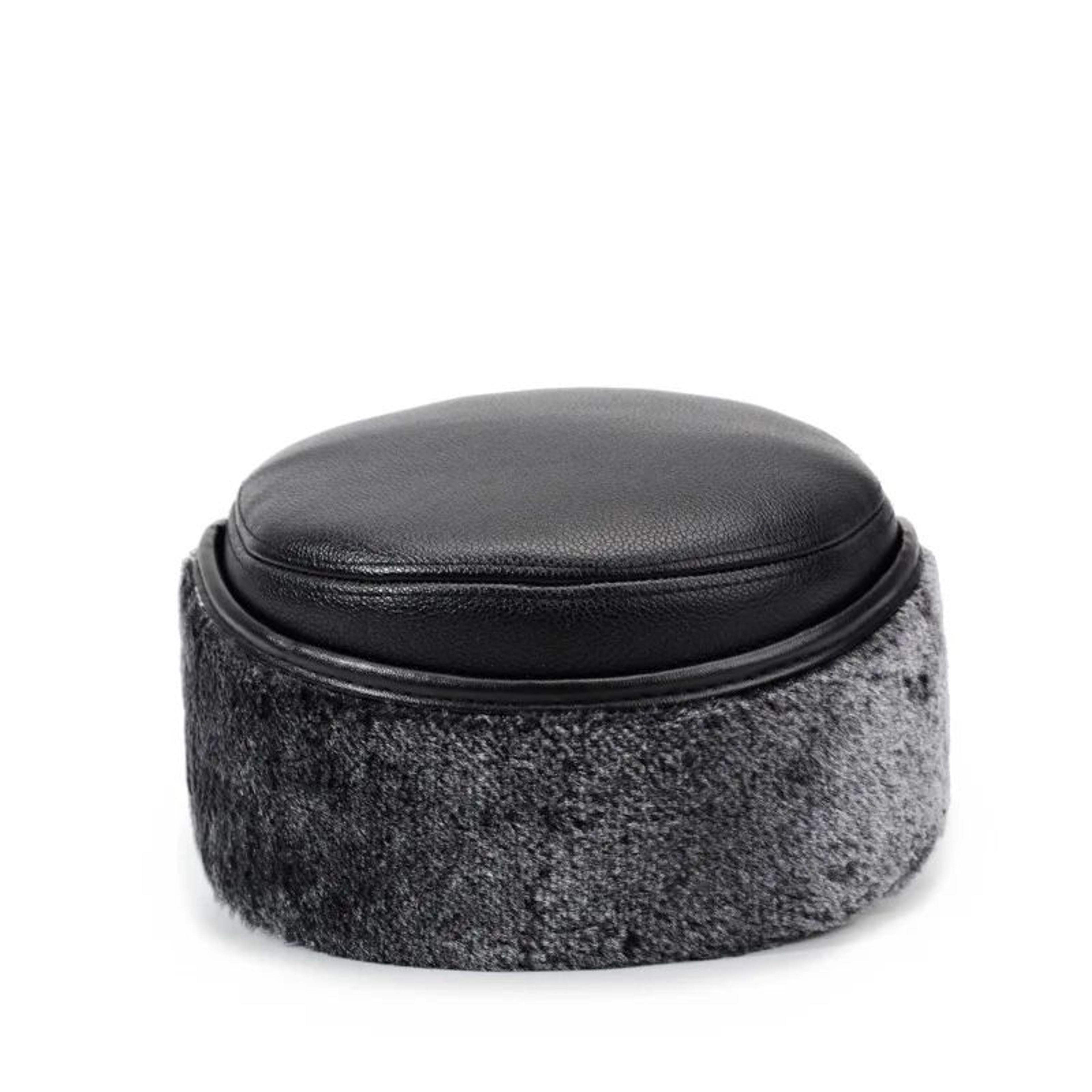 Mens Leather Flat Top Baseball Cap  Warm FleeceLined Winter Ear Protection Hat 2