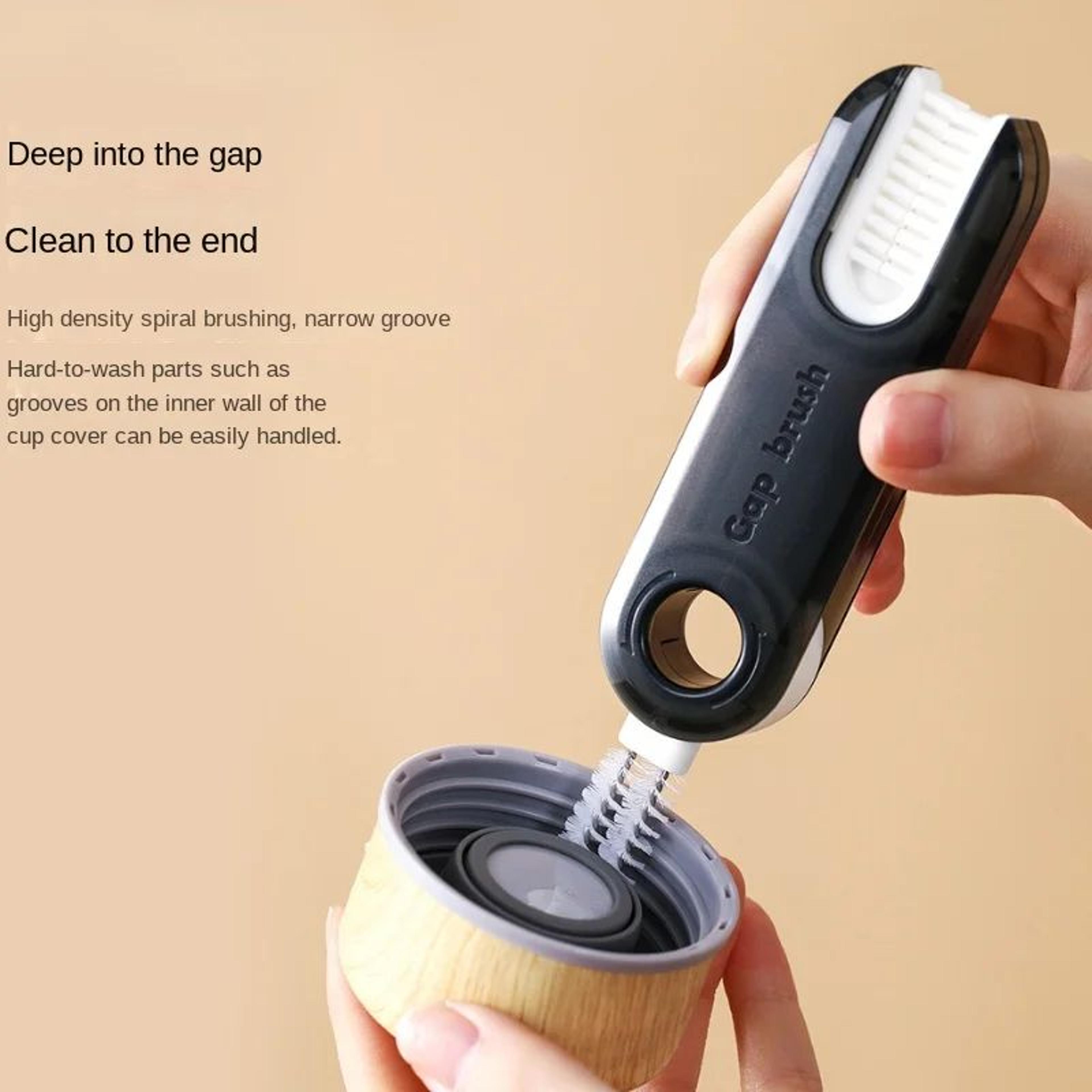 3in1 Bottle Gap Cleaner Brush  Multifunctional Silicone UShaped Cup  Lid Cleaning Tool 3