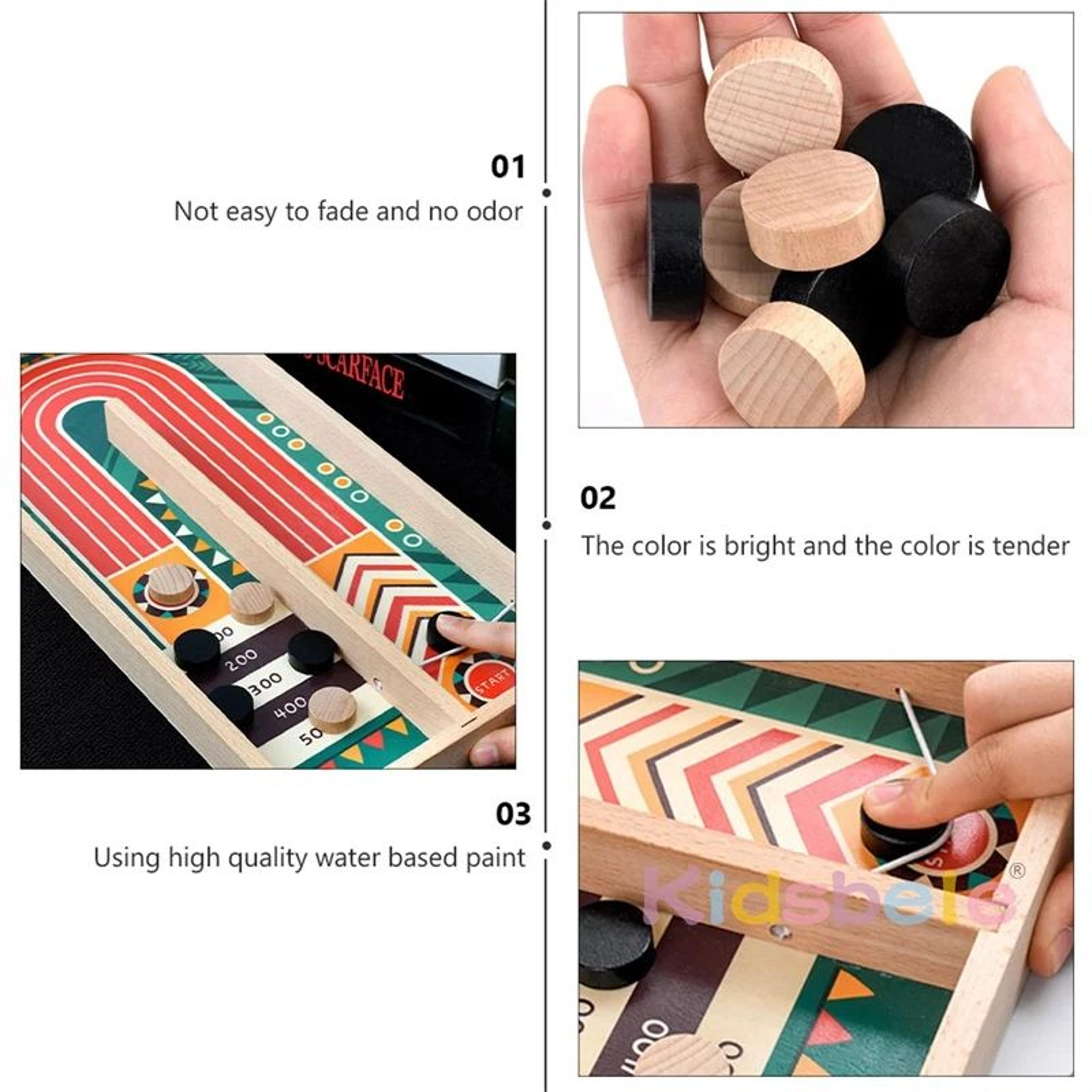 RapidSling Wooden Disc Battle Board Game  FastPaced Family Tabletop Curling Challenge 4