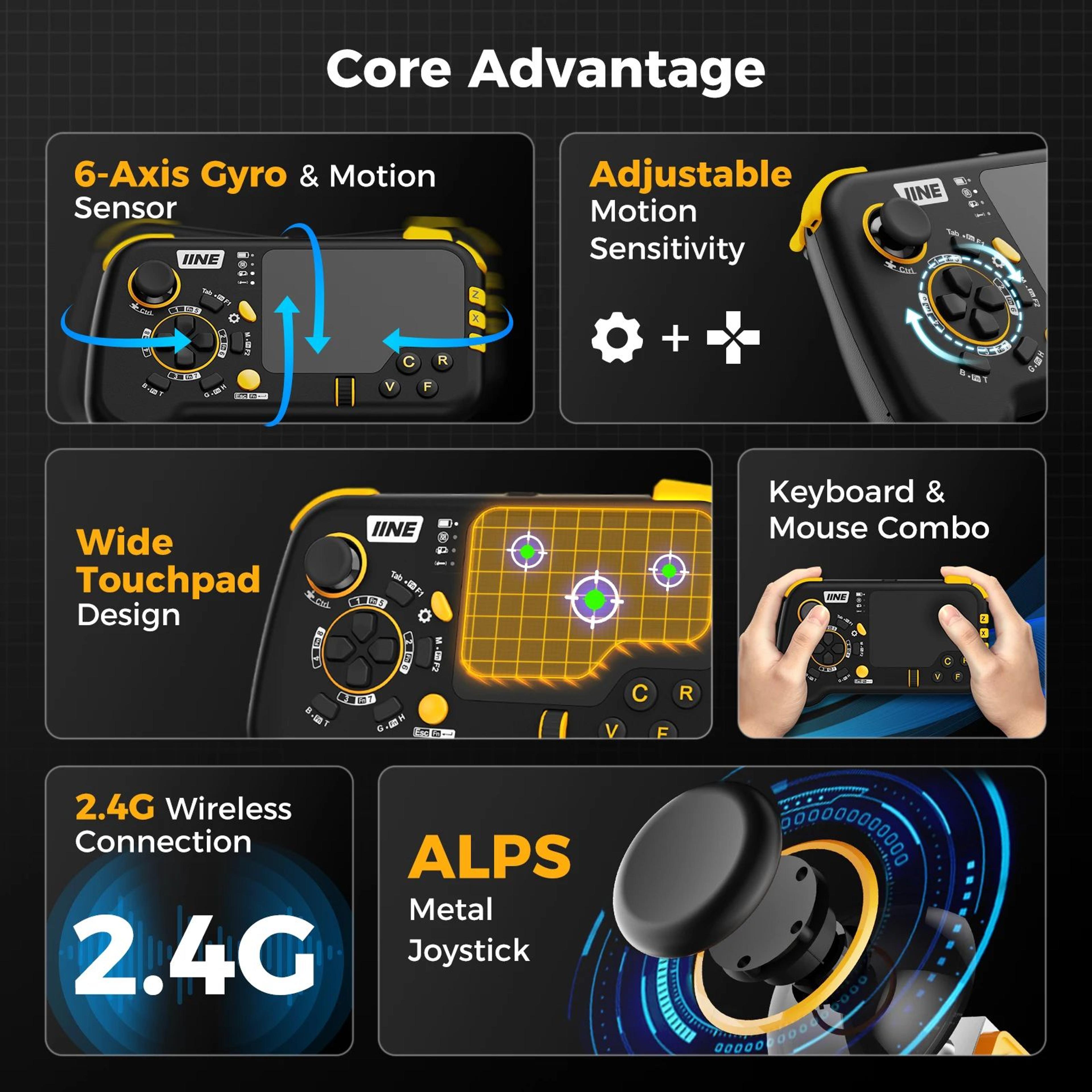 IINE AirTouch Wireless Keyboard  Mouse Gamepad  24G Touchpad Controller Combo For PC 2