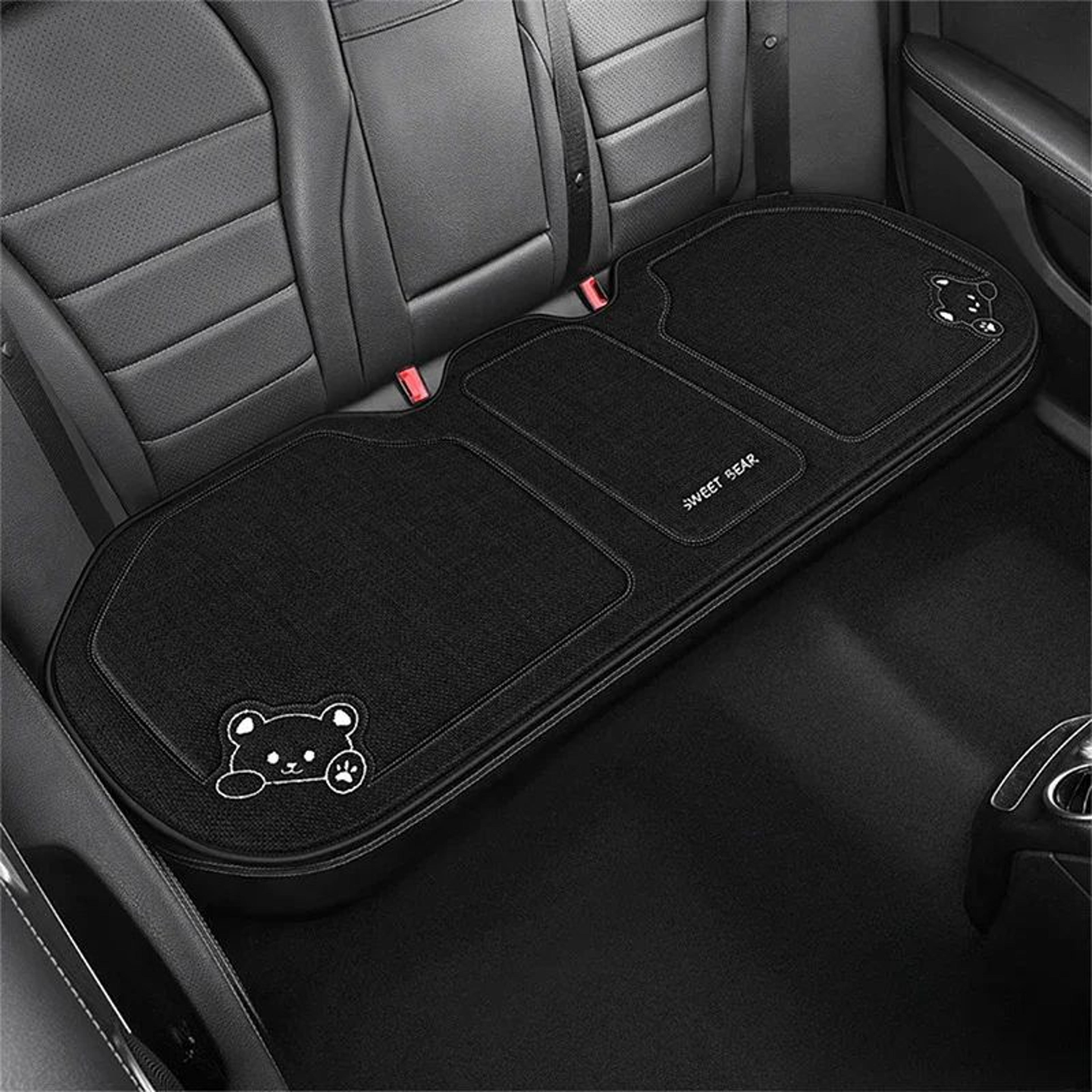Luxury Cartoon Bear Linen Car Seat Cushion Cover Set  AntiSlip Breathable Universal Fit For Front   5