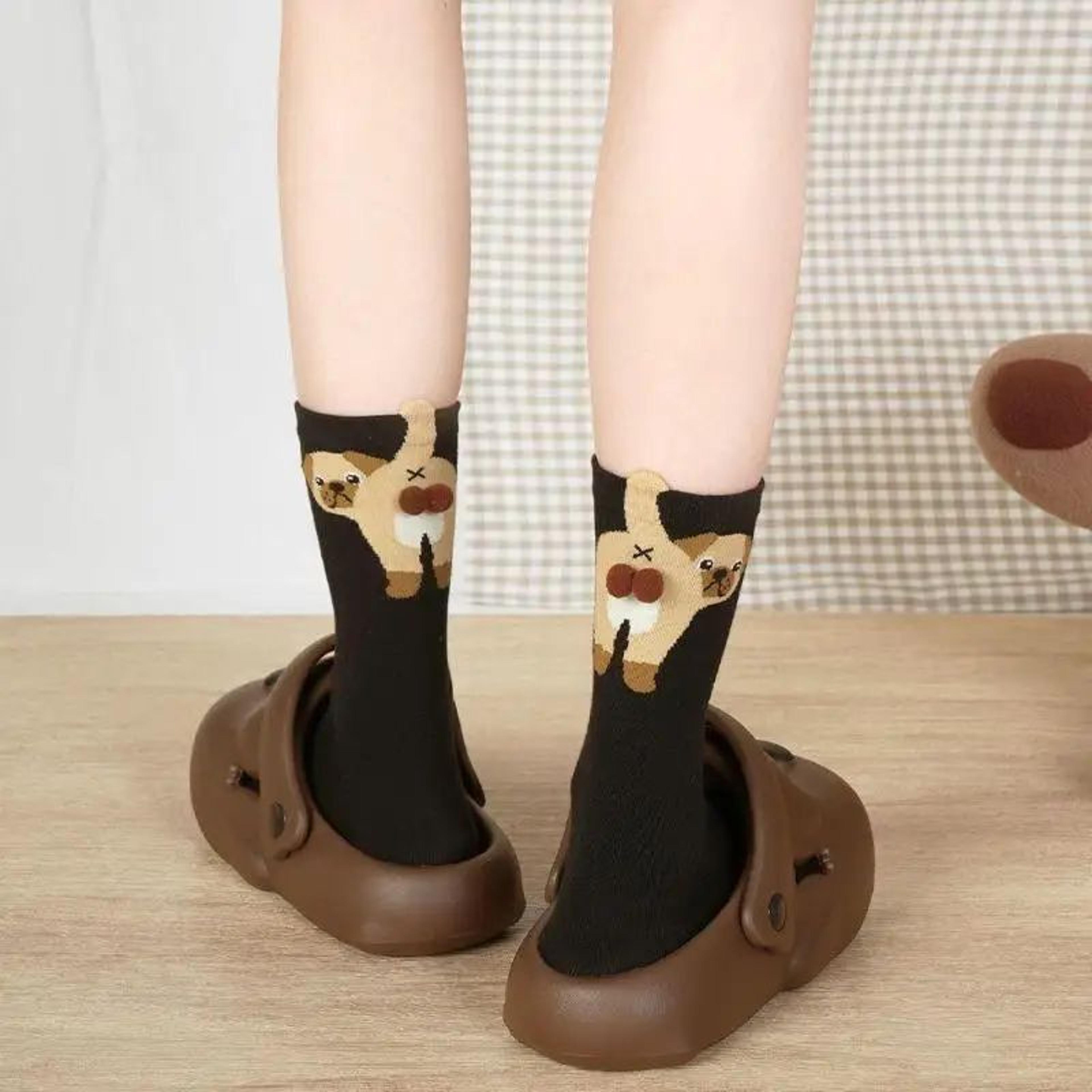 ALLTOOALL Cute 3D Cat Ball MidCalf Socks  Korean Style Funny Womens Crew Socks 9