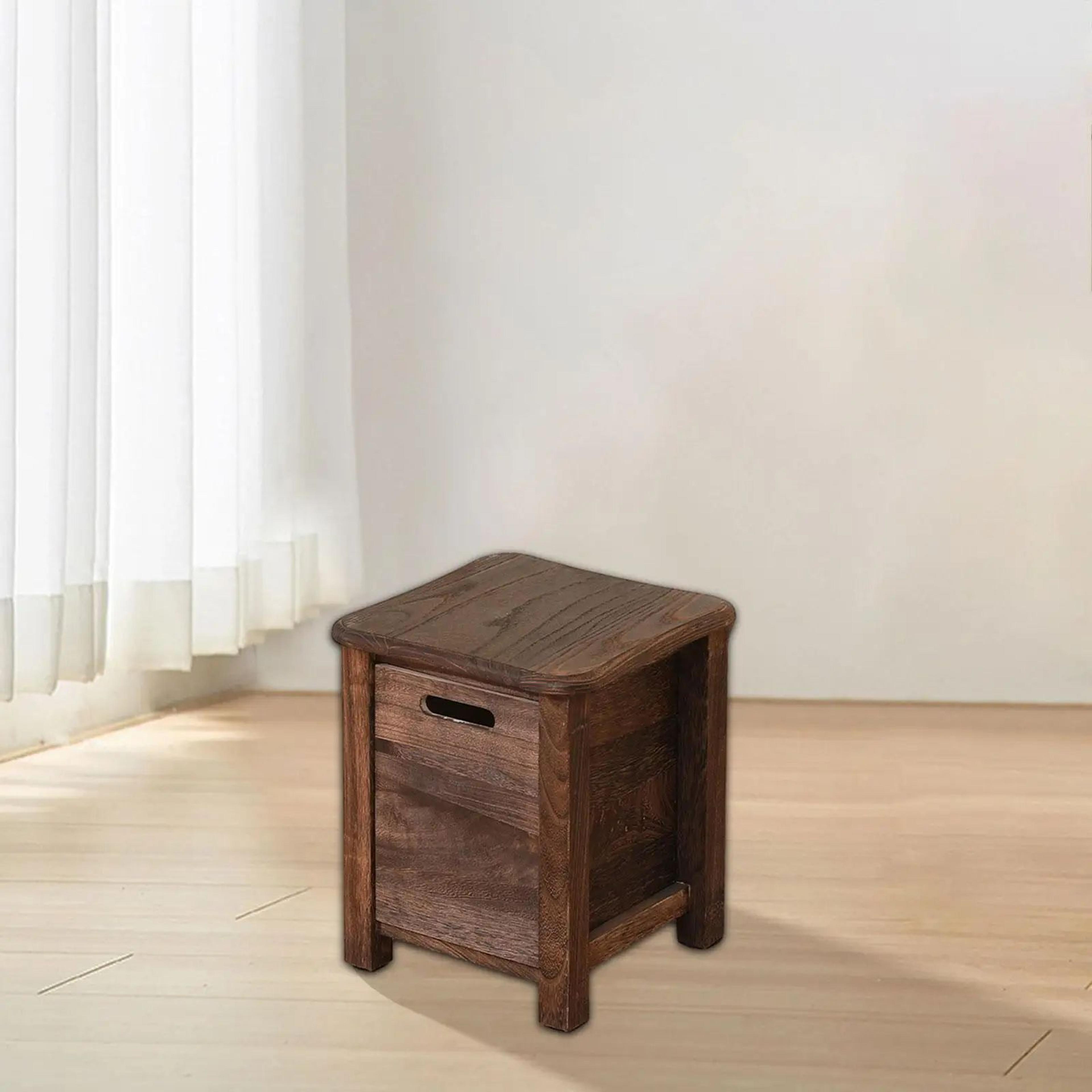 Nordic Solid Wood Storage Stool With Drawer  Square Entryway Shoe Bench  Bedside Table 8