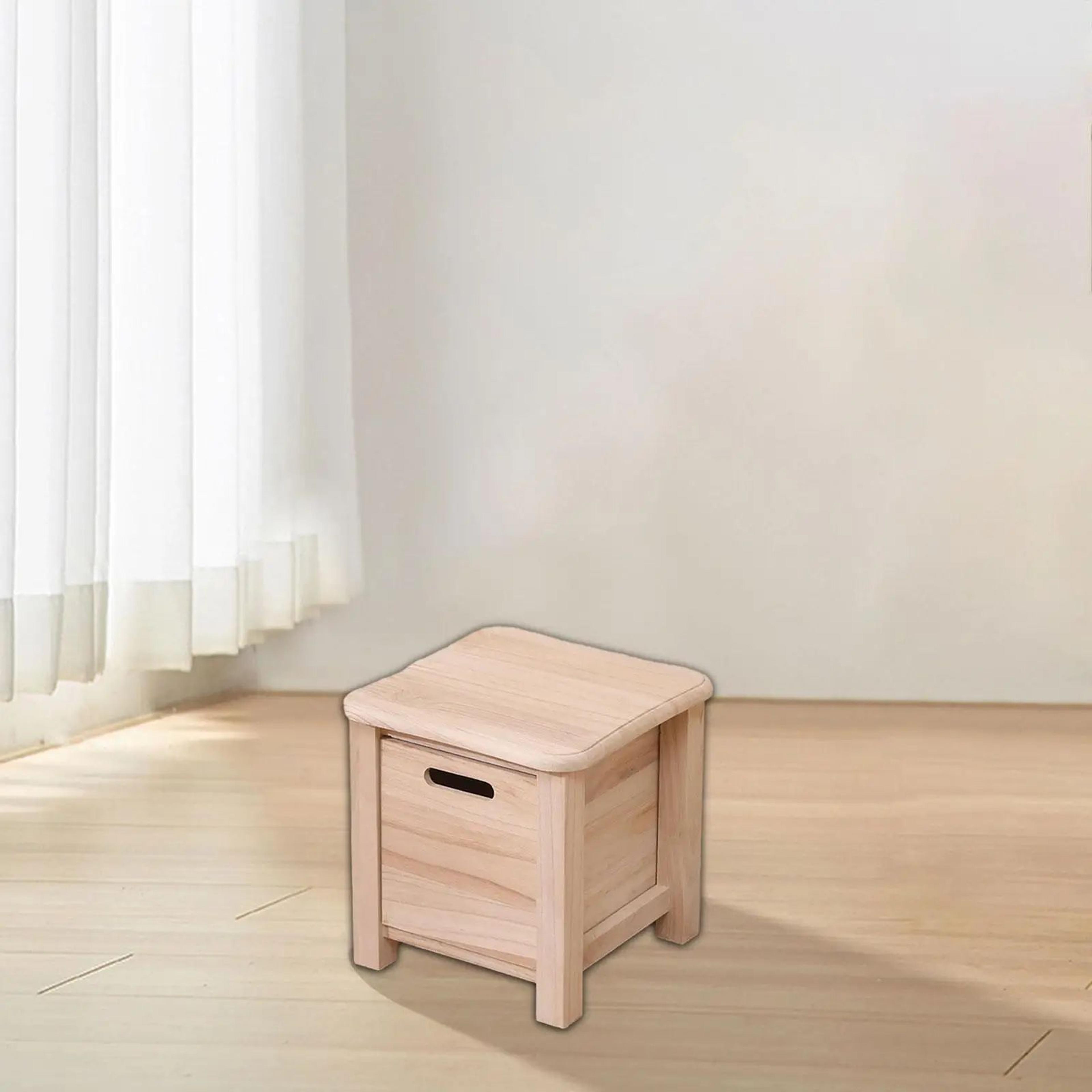 Nordic Solid Wood Storage Stool With Drawer  Square Entryway Shoe Bench  Bedside Table 10