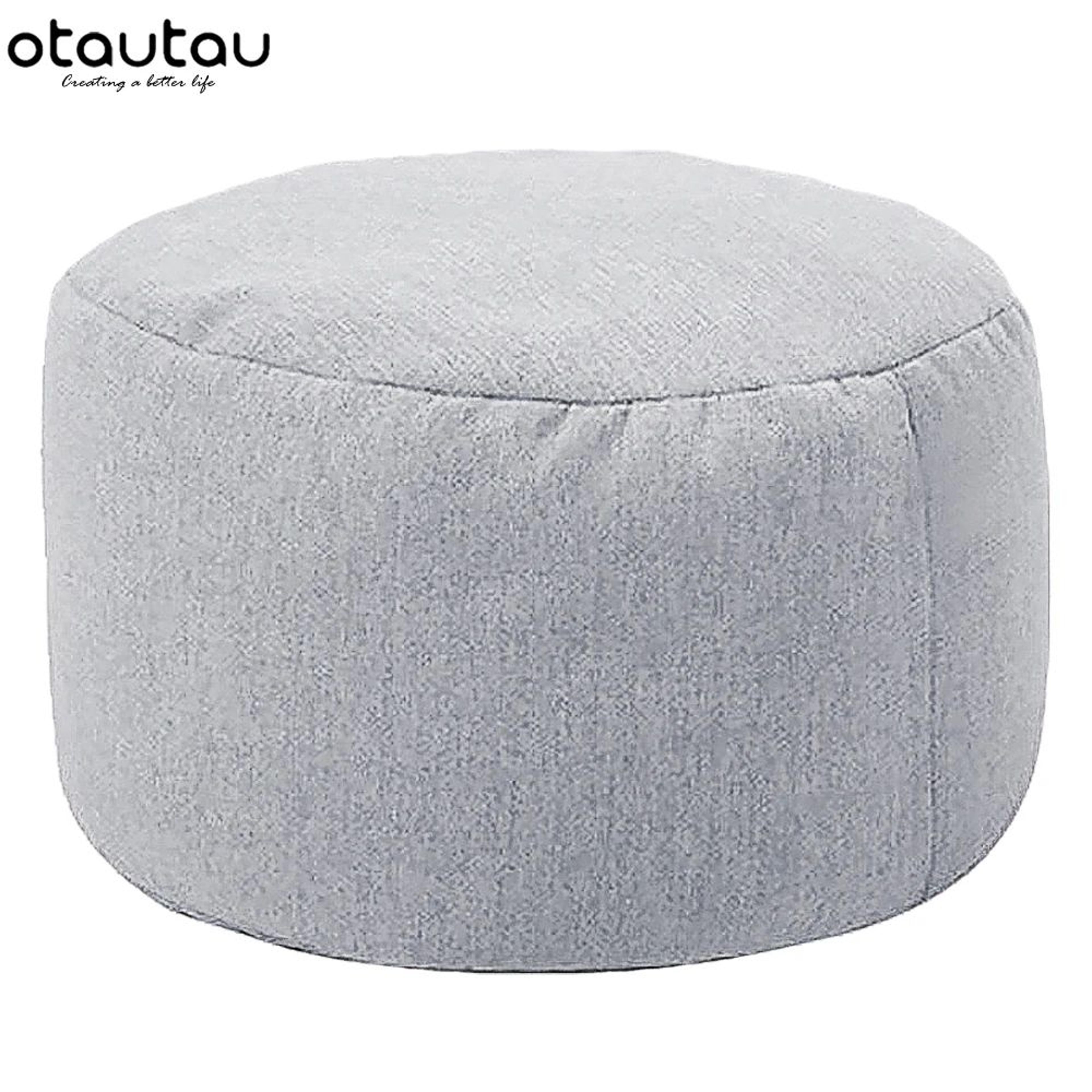 Round Linen Bean Bag Ottoman  Filled Pouf Footstool For Living Room  Tatami Seating 15