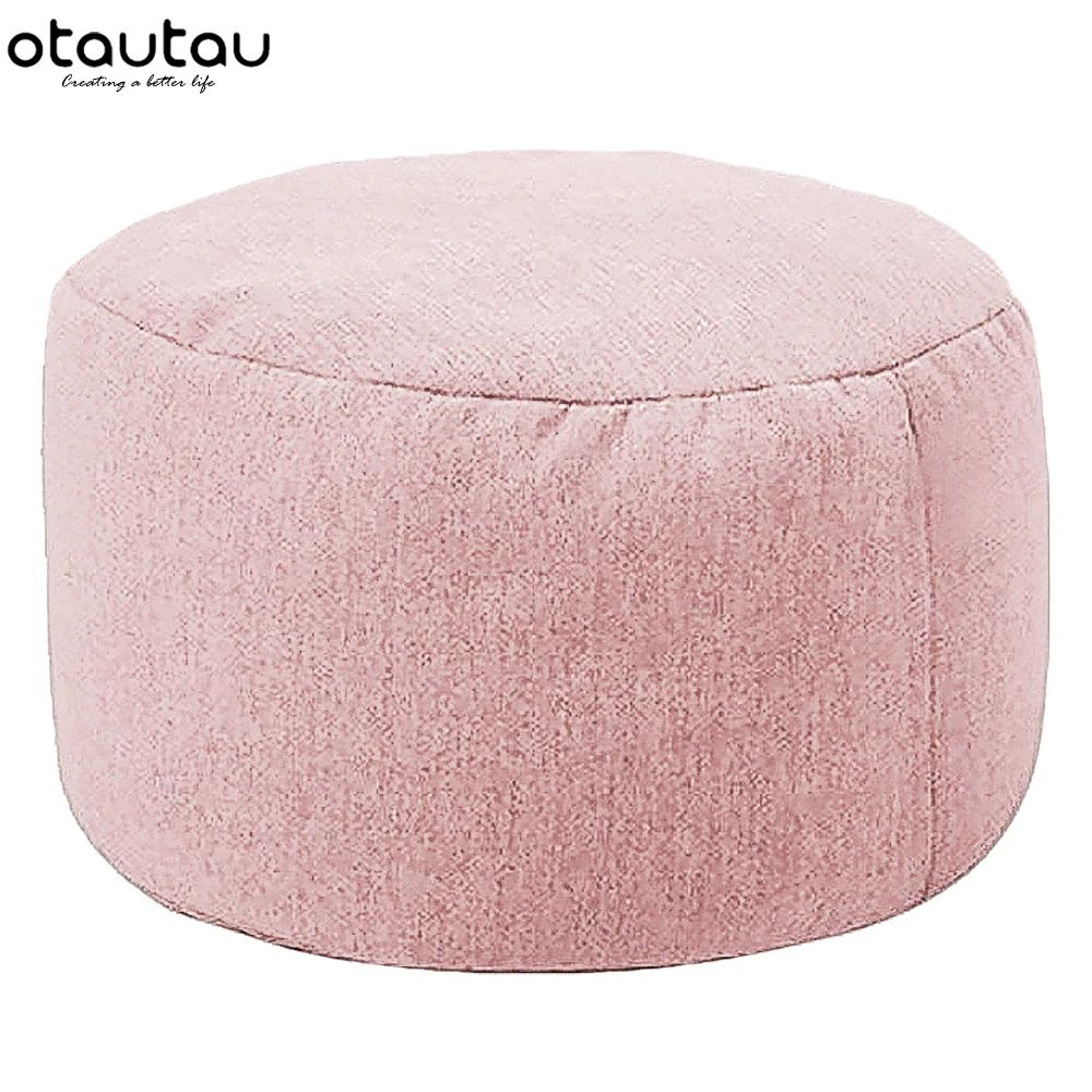 Round Linen Bean Bag Ottoman  Filled Pouf Footstool For Living Room  Tatami Seating 17
