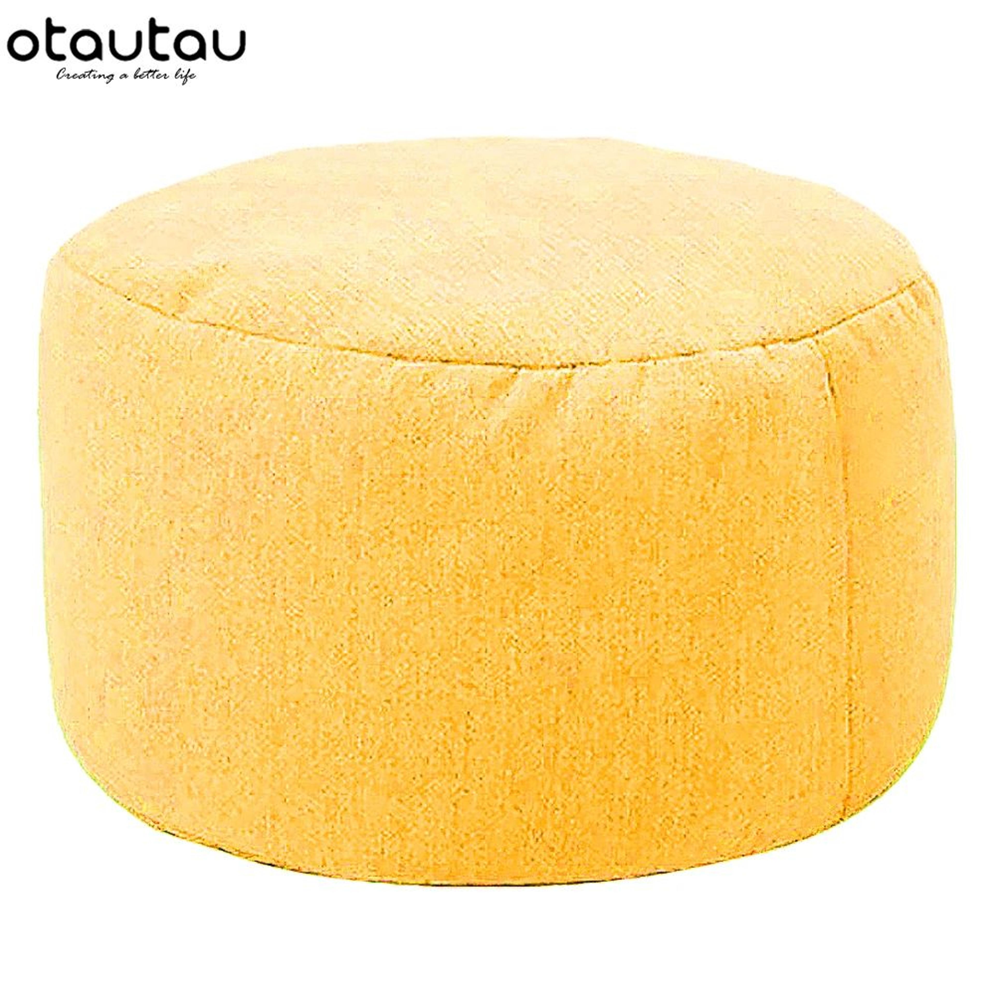 Round Linen Bean Bag Ottoman  Filled Pouf Footstool For Living Room  Tatami Seating 21