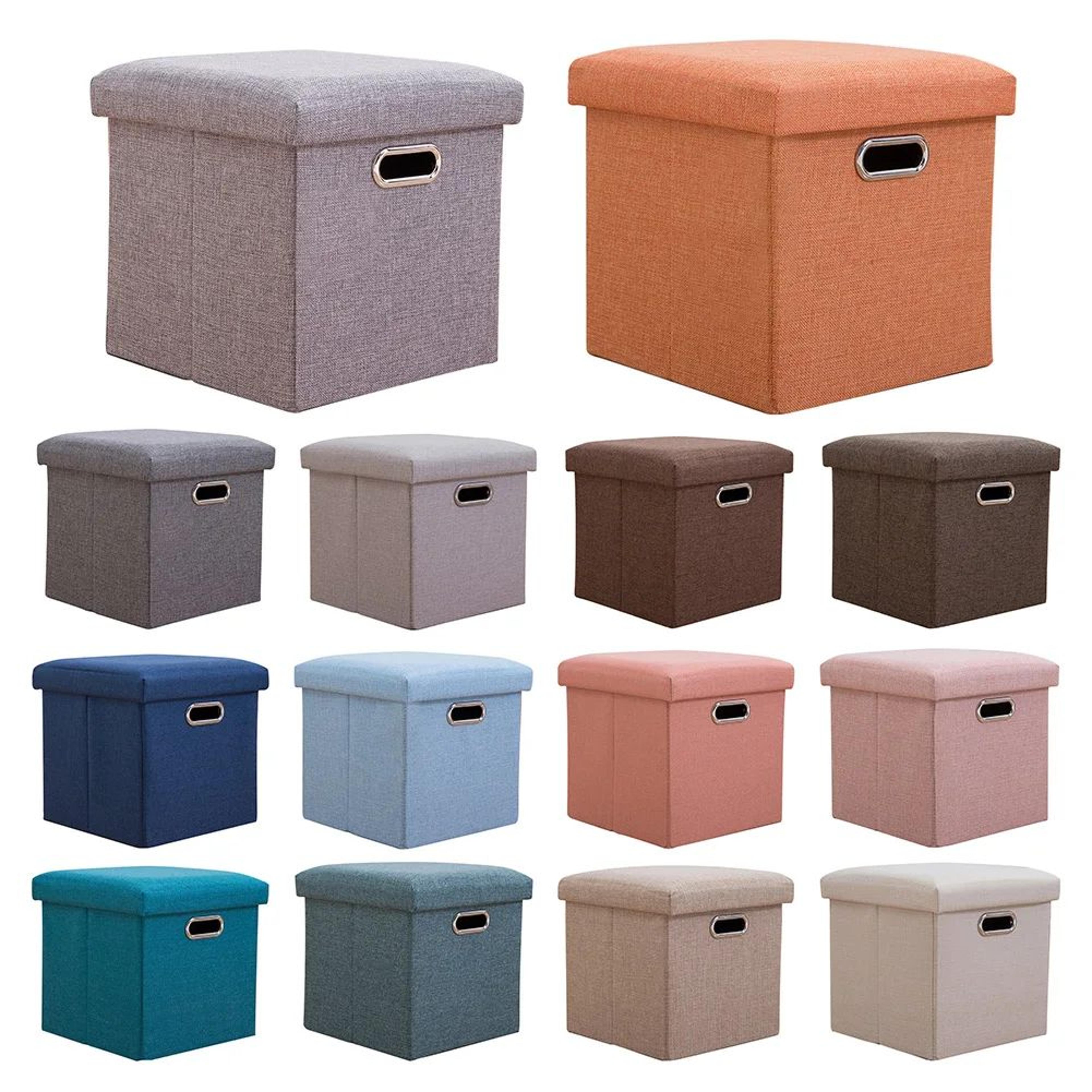 Folding Storage Ottoman Cube  Collapsible Footrest Stool With Padded Lid For Living Room  Dorm 1
