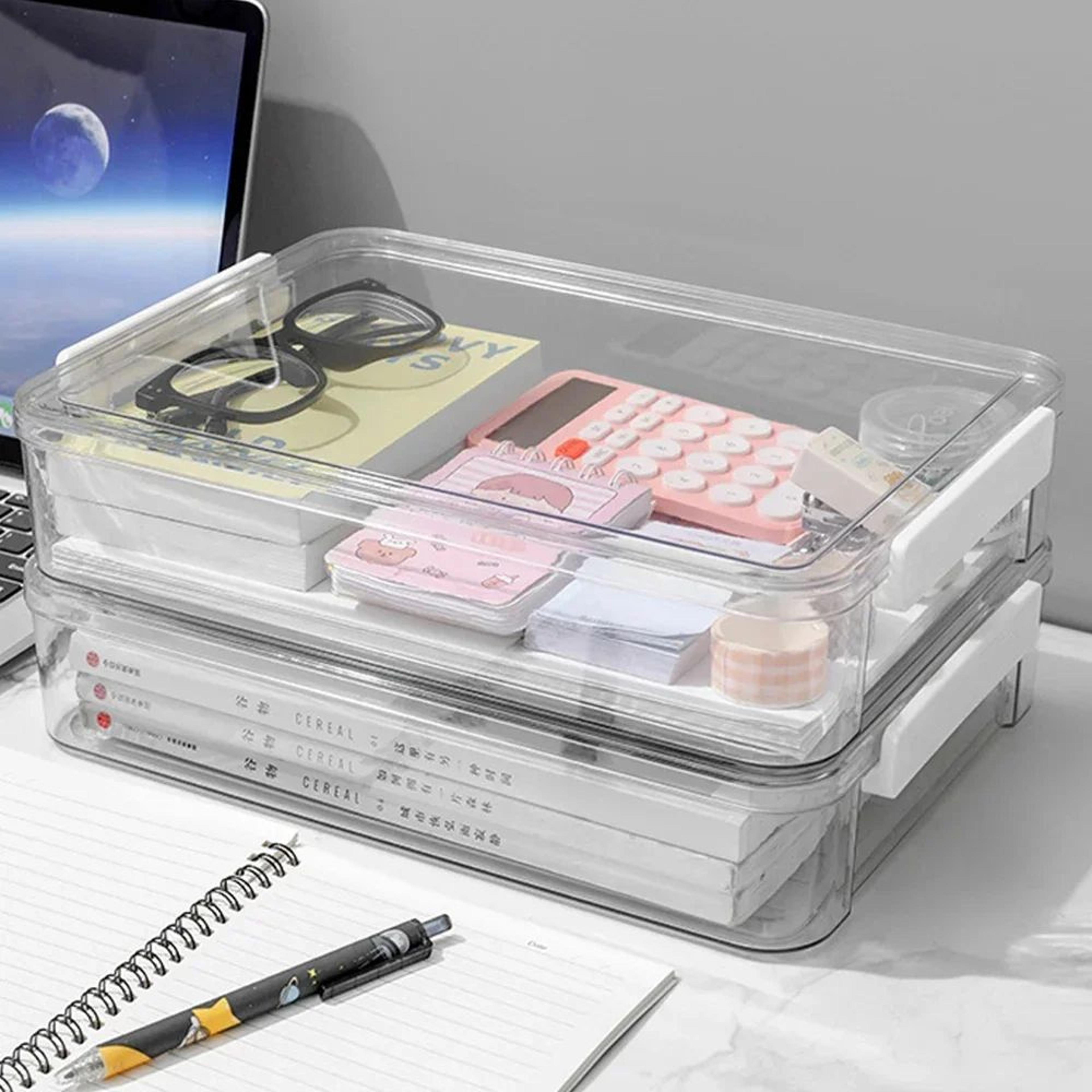 Clear Acrylic A4 File Organizer Box  Transparent Desktop Document  Paper Storage Case 3