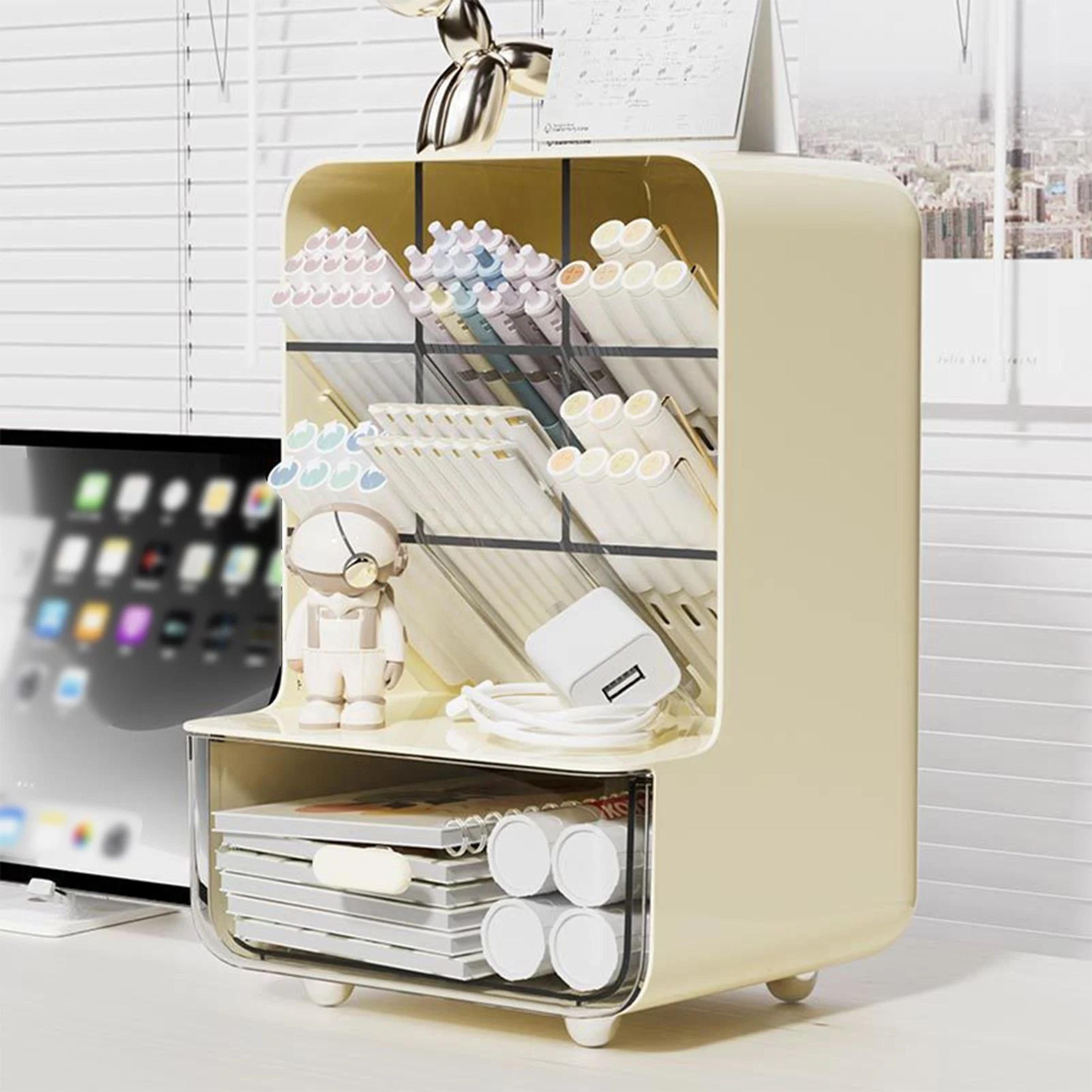 Large Capacity Clear Oblique Pen Holder  MultiLayer Desk Stationery Storage Organizer 3
