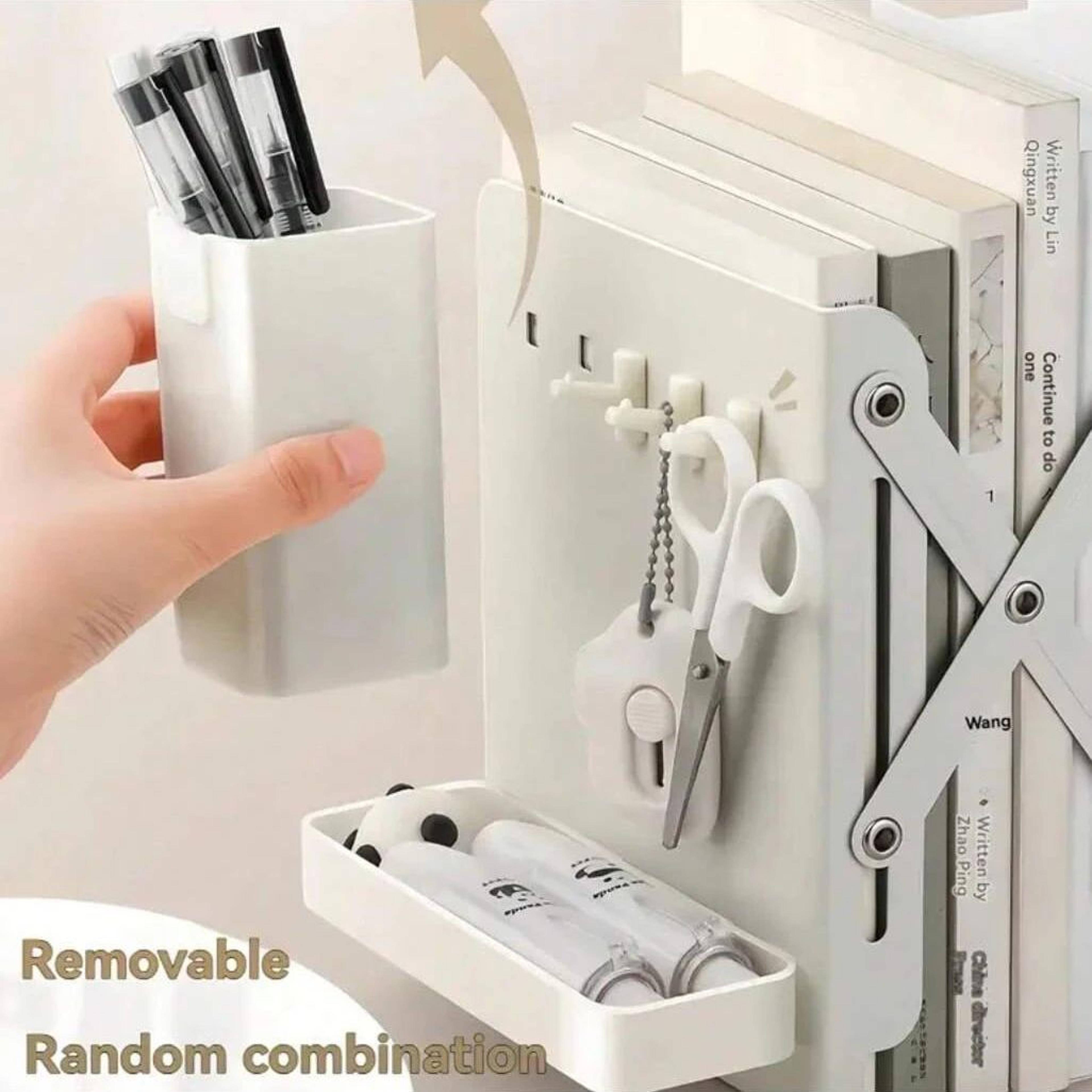 FlexiExpand Folding Desk Organizer With Pen Holder  Scalable Bookshelf Storage 4