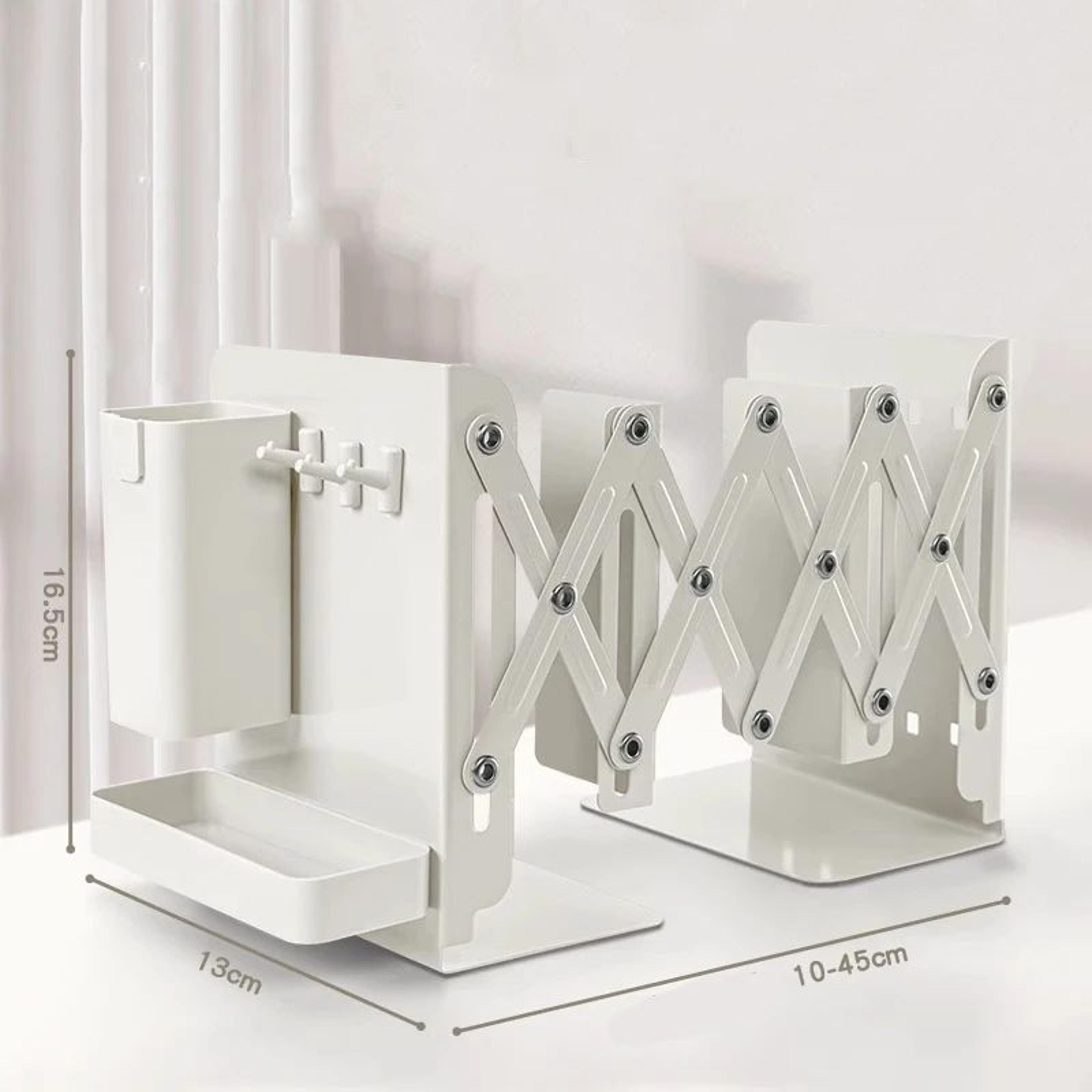FlexiExpand Folding Desk Organizer With Pen Holder  Scalable Bookshelf Storage 7