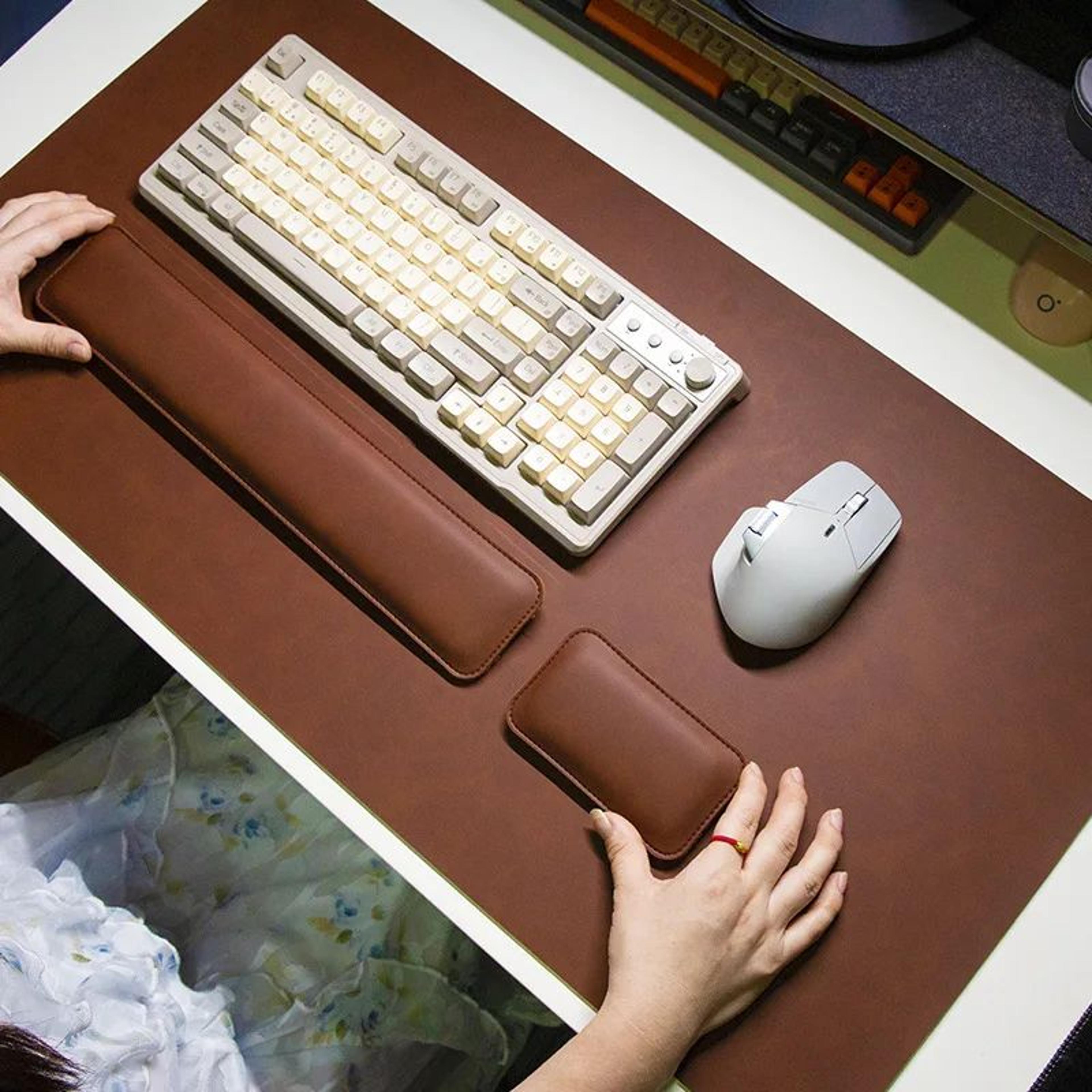 ProShield Waterproof PU Leather Desk Mat Set  Large NonSlip Mouse Pad With Keyboard Mat  Wrist Rest 3