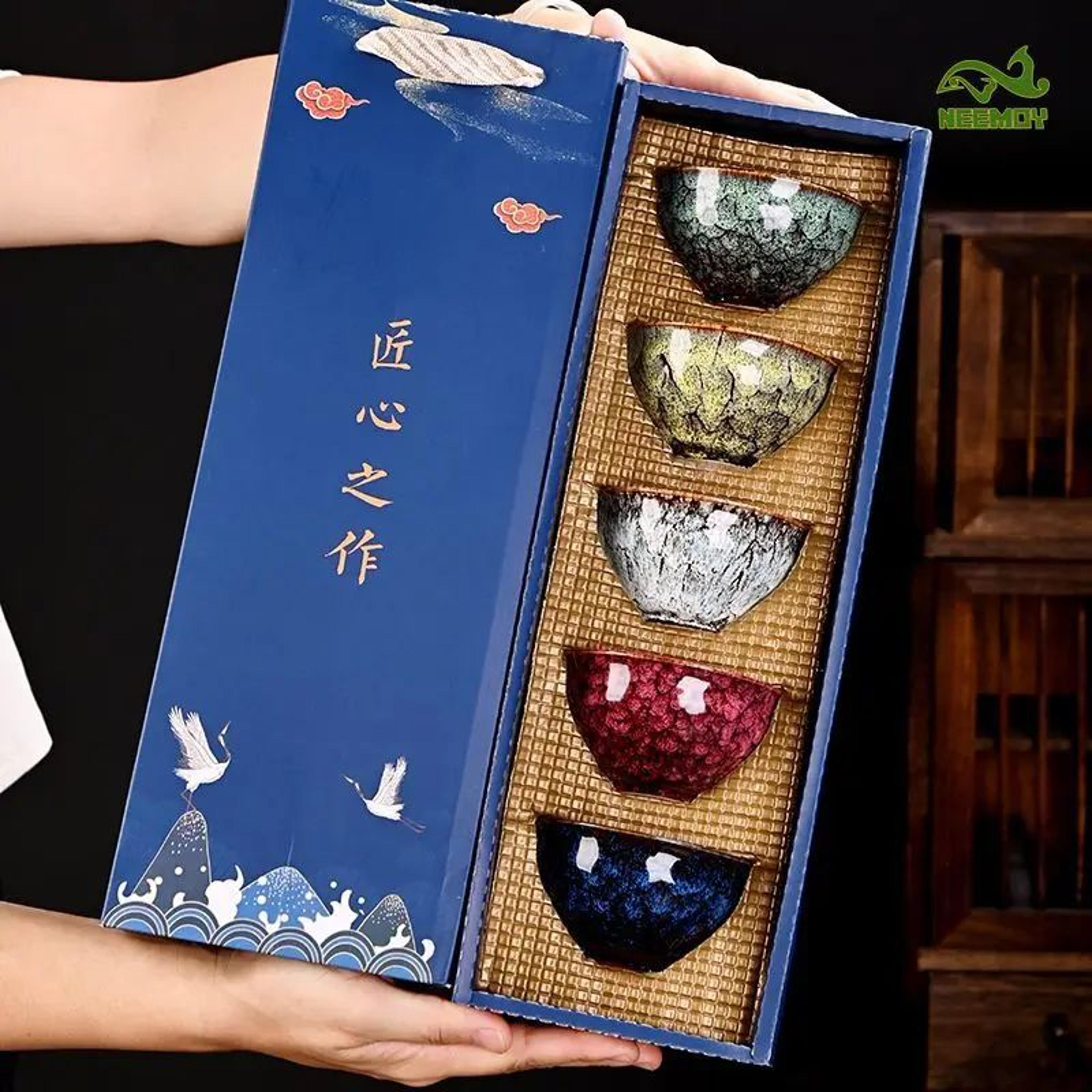 harmony elements ceramic kung fu tea set – five elements chinese master cup & teacup gift collection