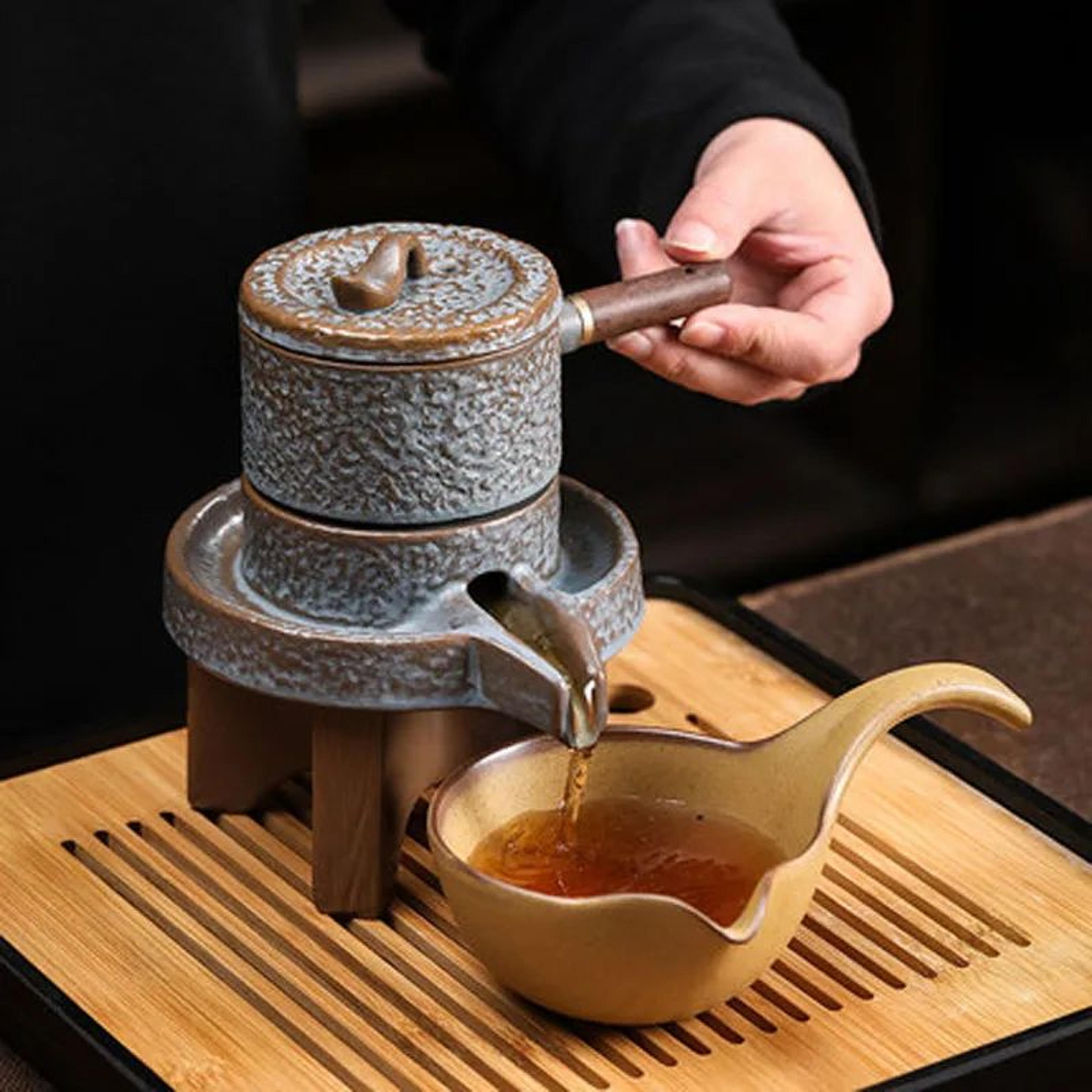 zenmill automatic stone-mill tea set – rotating water teapot ceramic ceremony collection