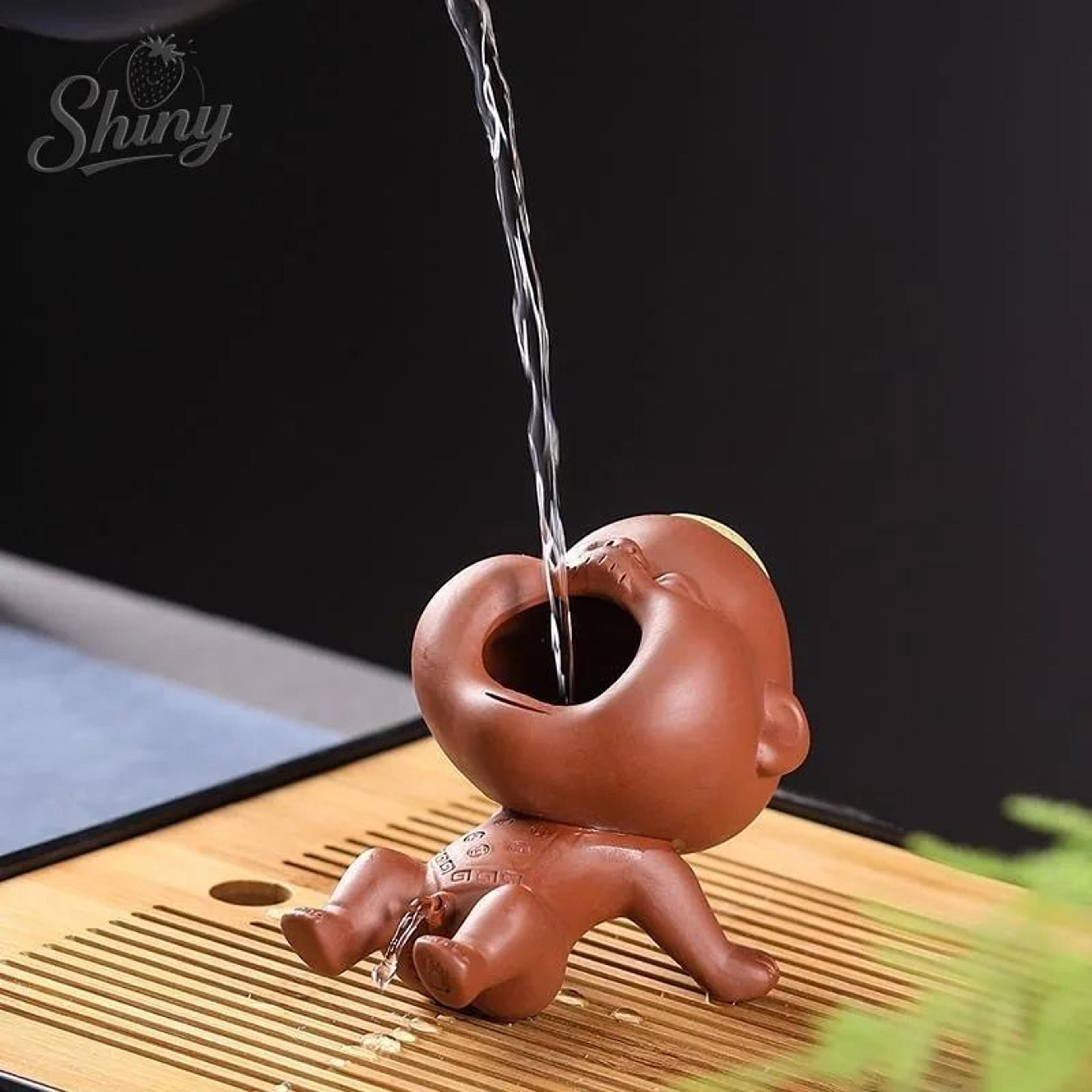 cute purple sand peeing boy tea pet – fun kung fu tea table ornament & interactive tea toy