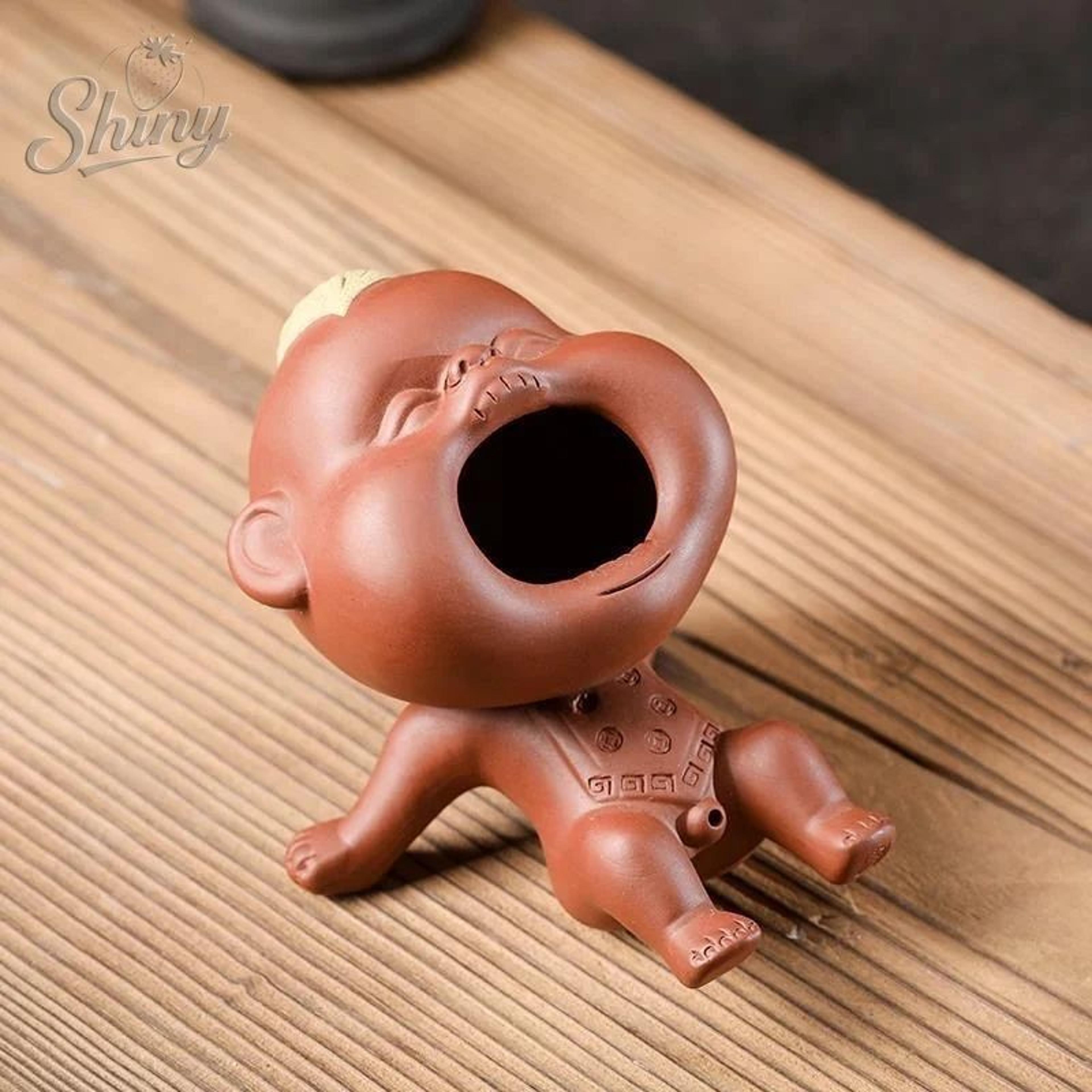 Cute Purple Sand Peeing Boy Tea Pet  Fun Kung Fu Tea Table Ornament  Interactive Tea Toy 2