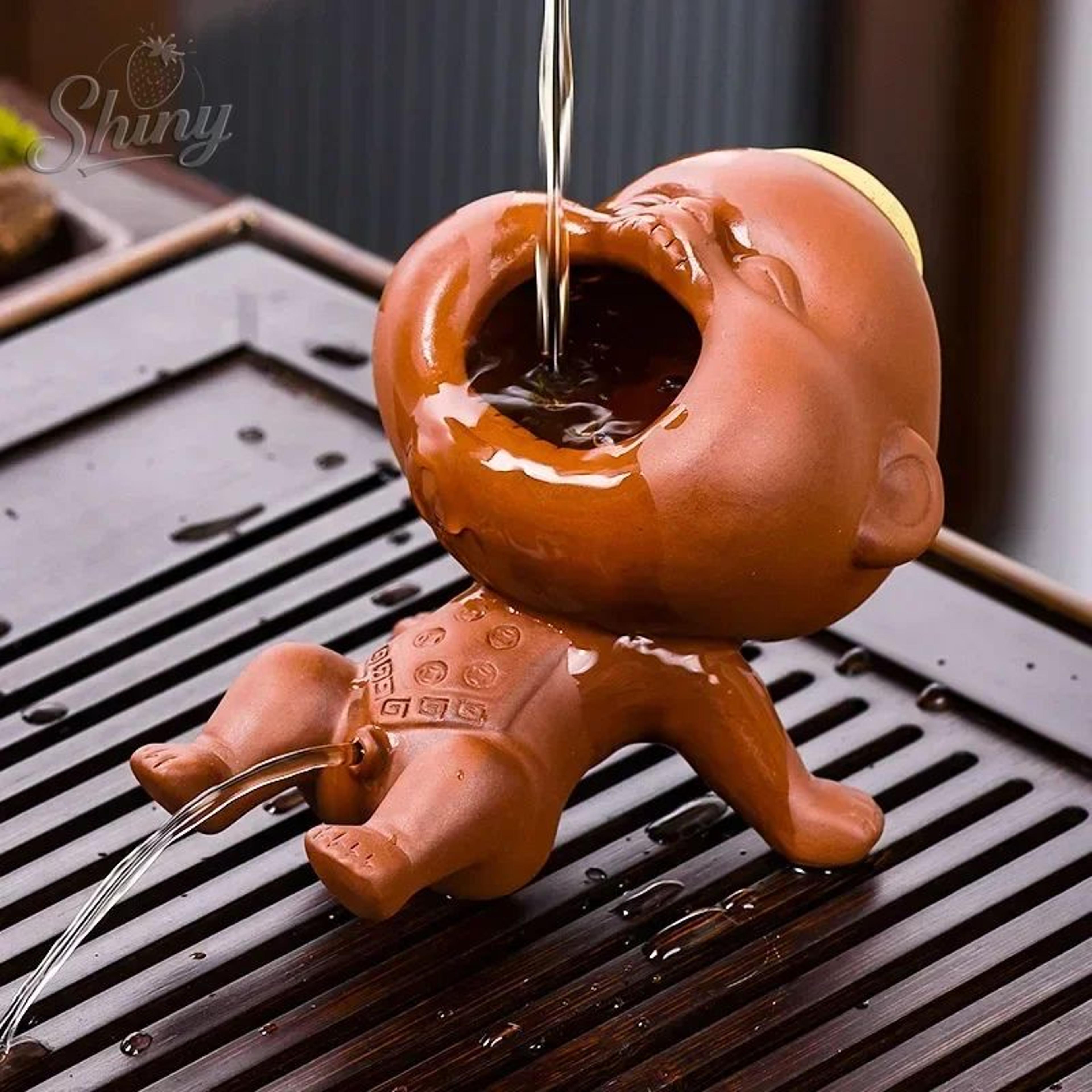 Cute Purple Sand Peeing Boy Tea Pet  Fun Kung Fu Tea Table Ornament  Interactive Tea Toy 5