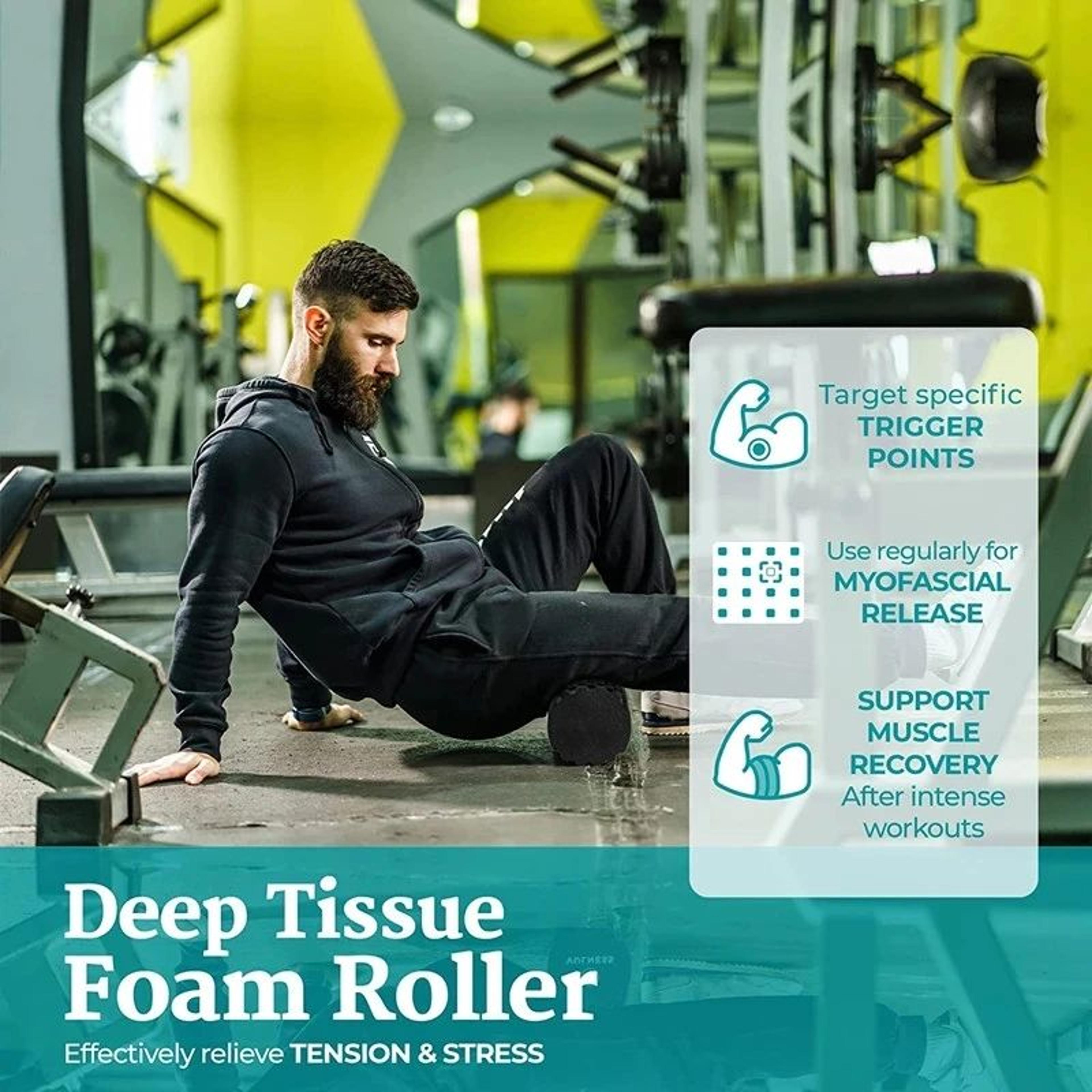 HighDensity EPP Foam Roller With Massage Grooves  Yoga  Pilates Muscle Recovery Roller 3