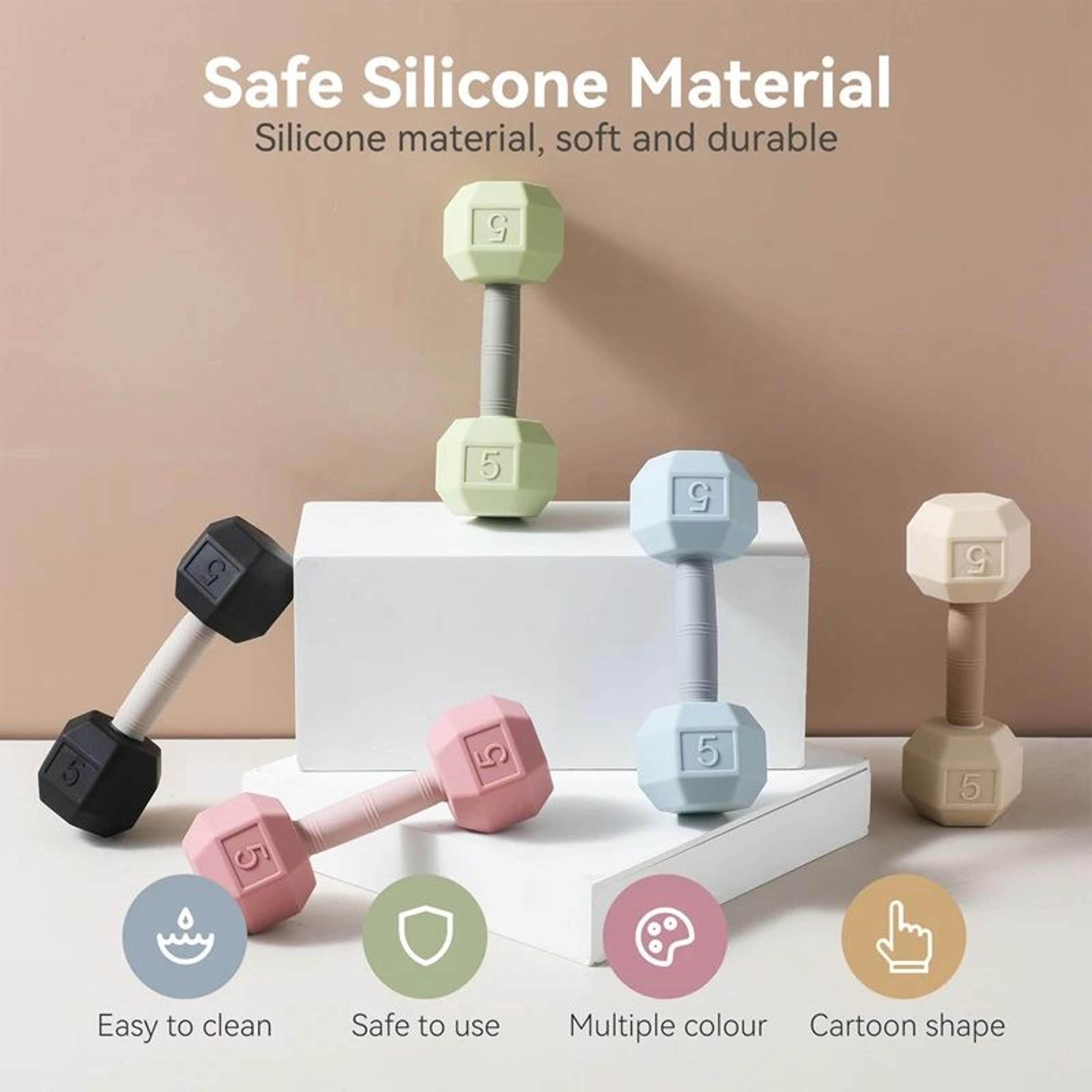 CheerBell Silicone Teething Dumbbell Rattle Toy For Babies 2