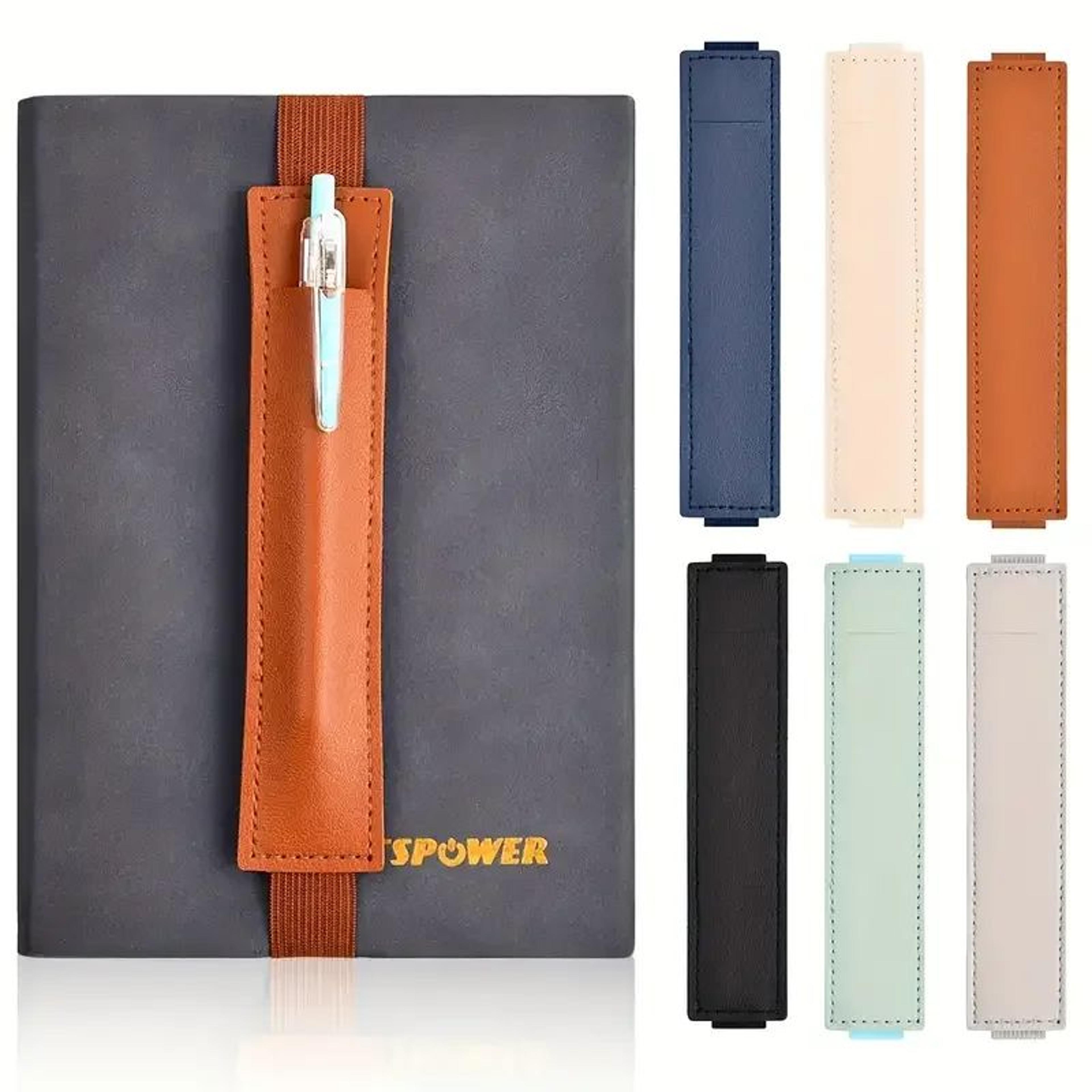 adjustable leather elastic pen holder band – notebook & planner pen pouch