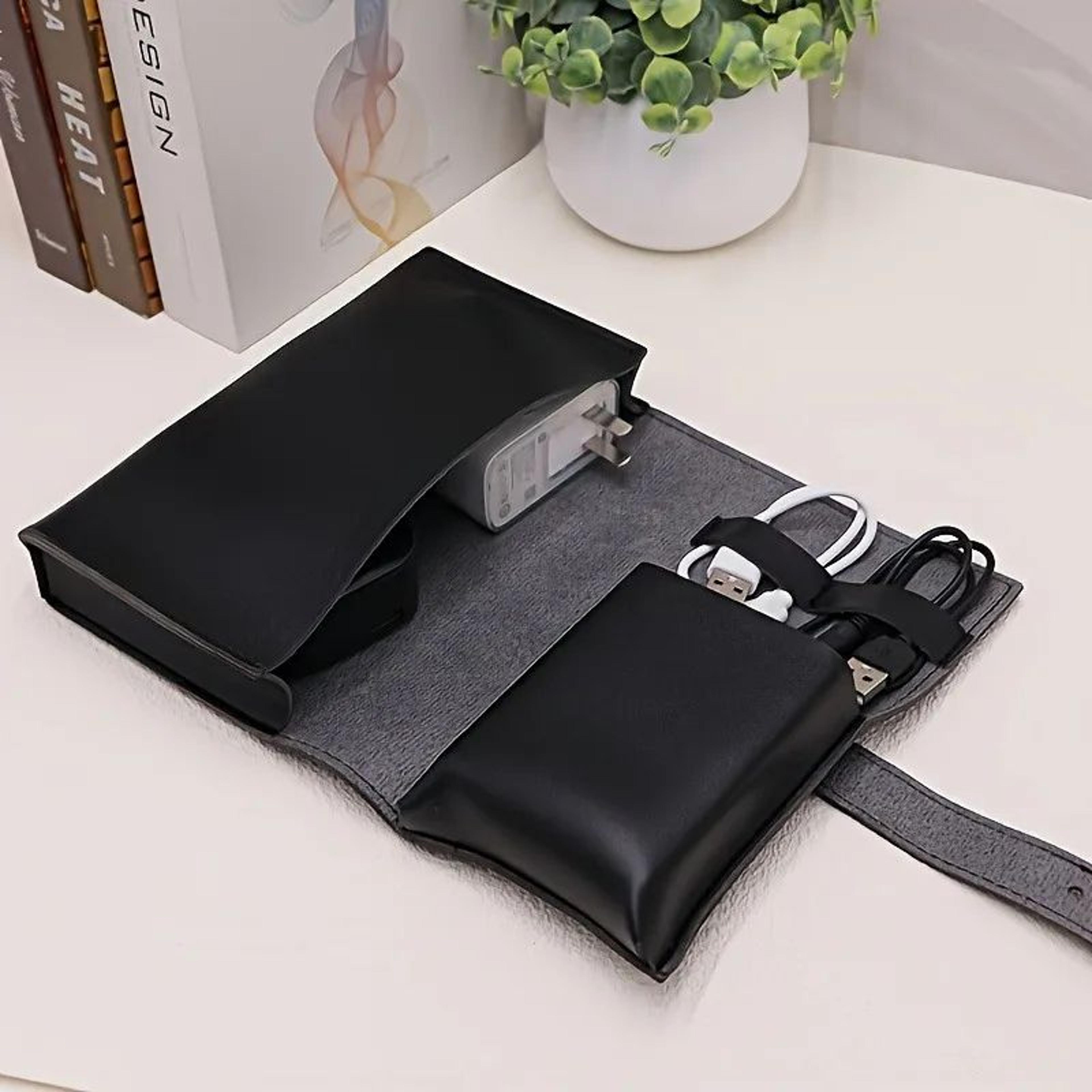 PU Leather MultiCompartment Tech Organizer  Portable Cable  Accessories Storage Case 6