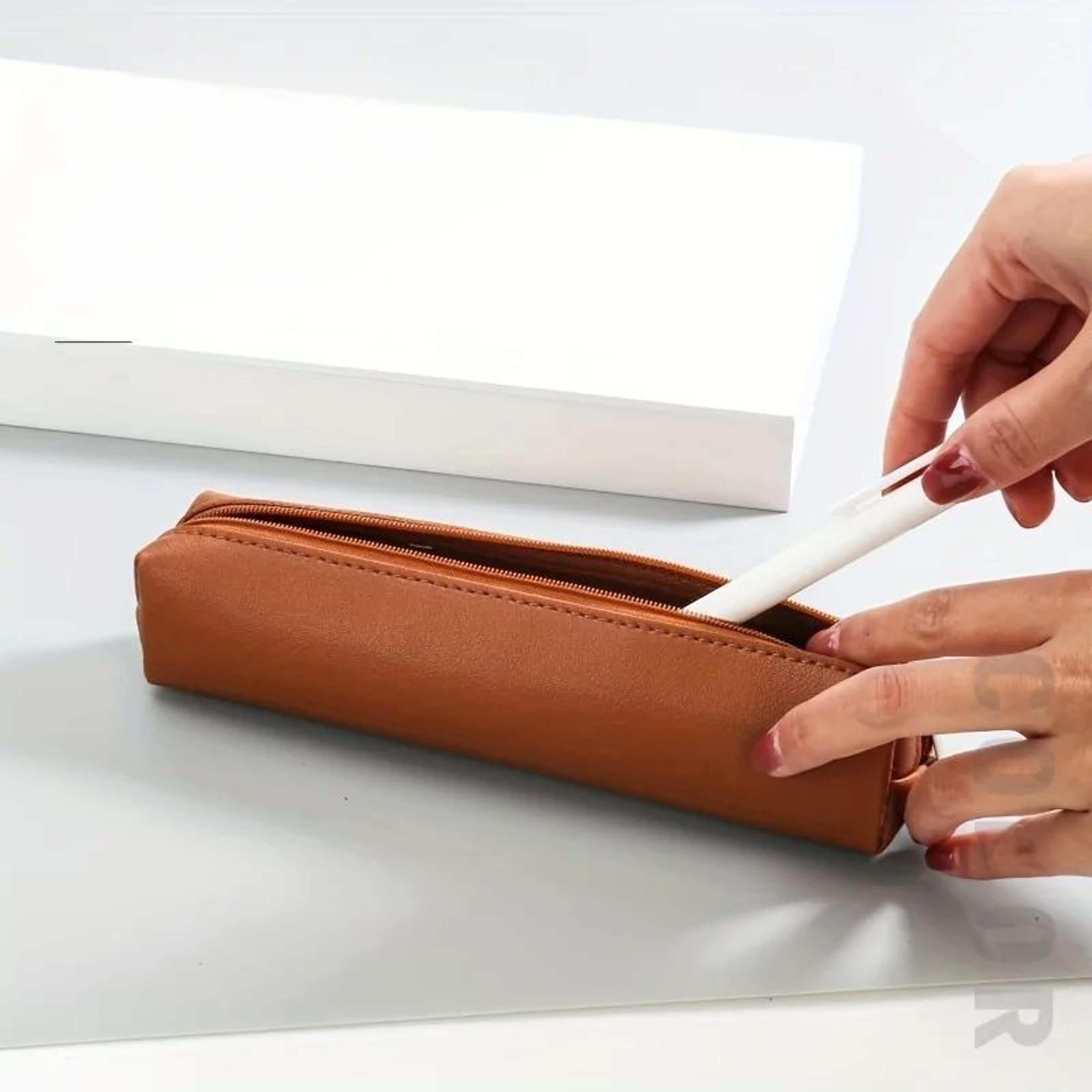 Mini Faux Leather Makeup  Pencil Case  Stylish Portable Cosmetic Organizer 2