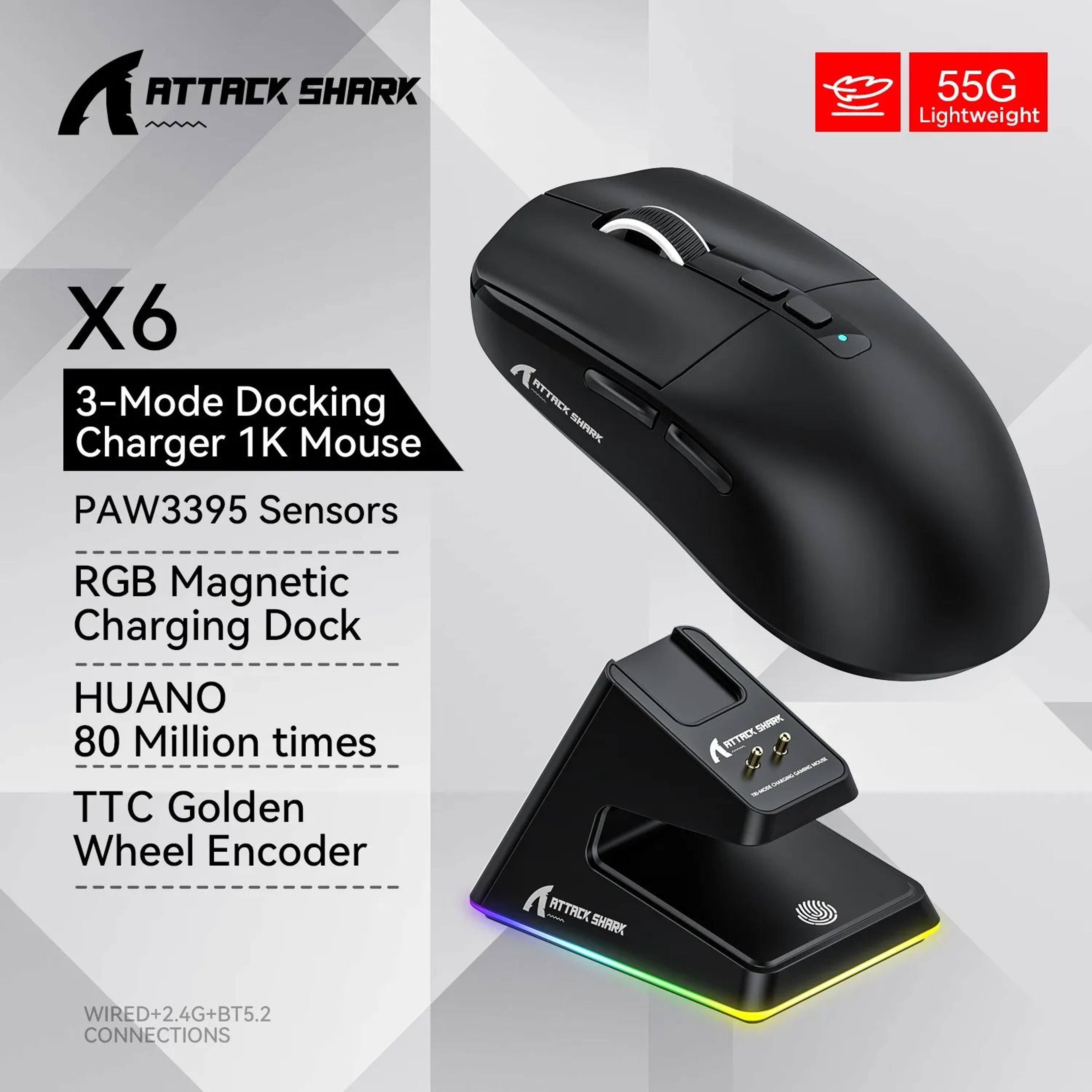 Attack Shark RGB Wireless Gaming Mouse  TriMode Bluetooth Lightweight FPS Mouse 10