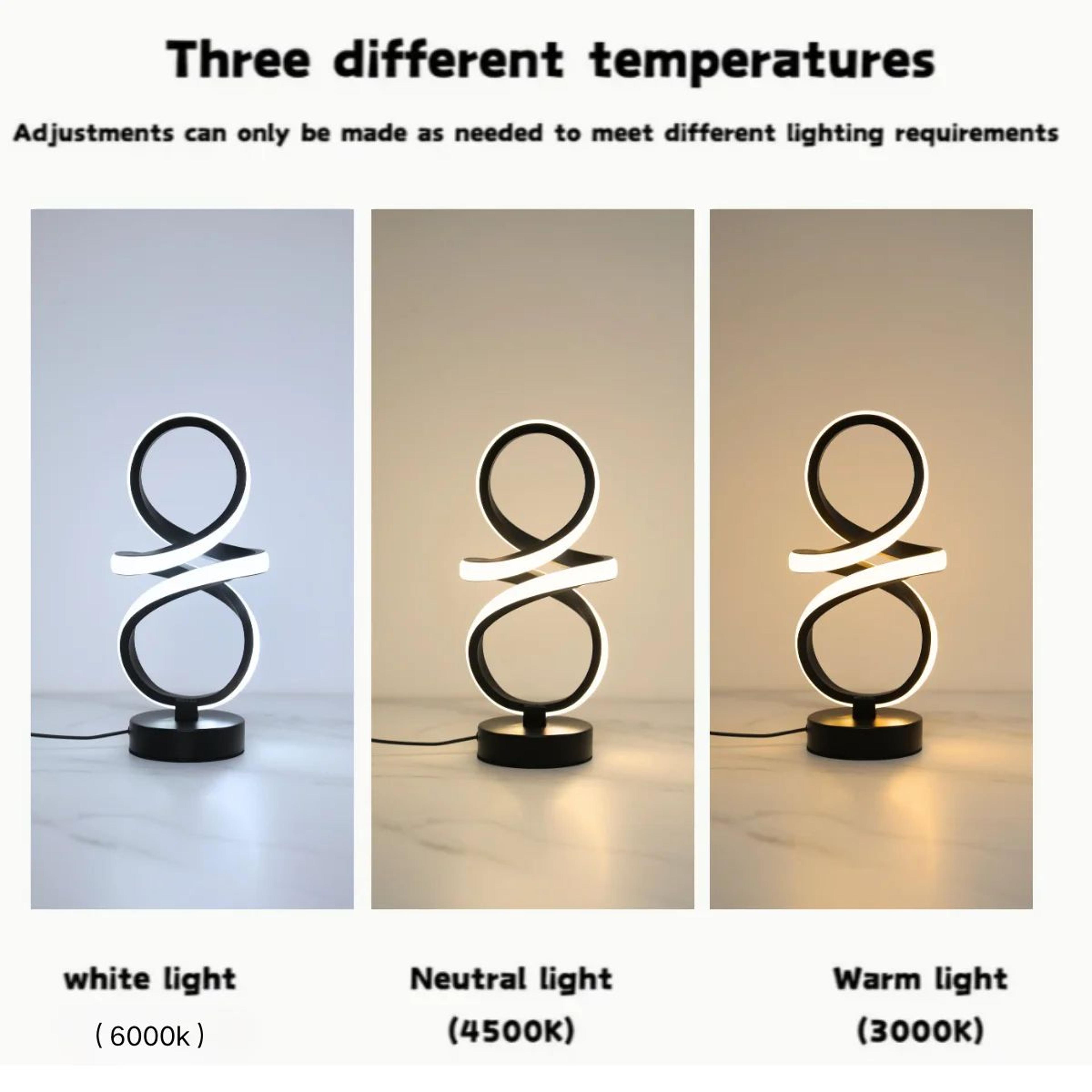 Spiral LED Night Light Lamp With 3 Color Modes  Modern USB Table Lamp For Bedroom Office  Study Des 4