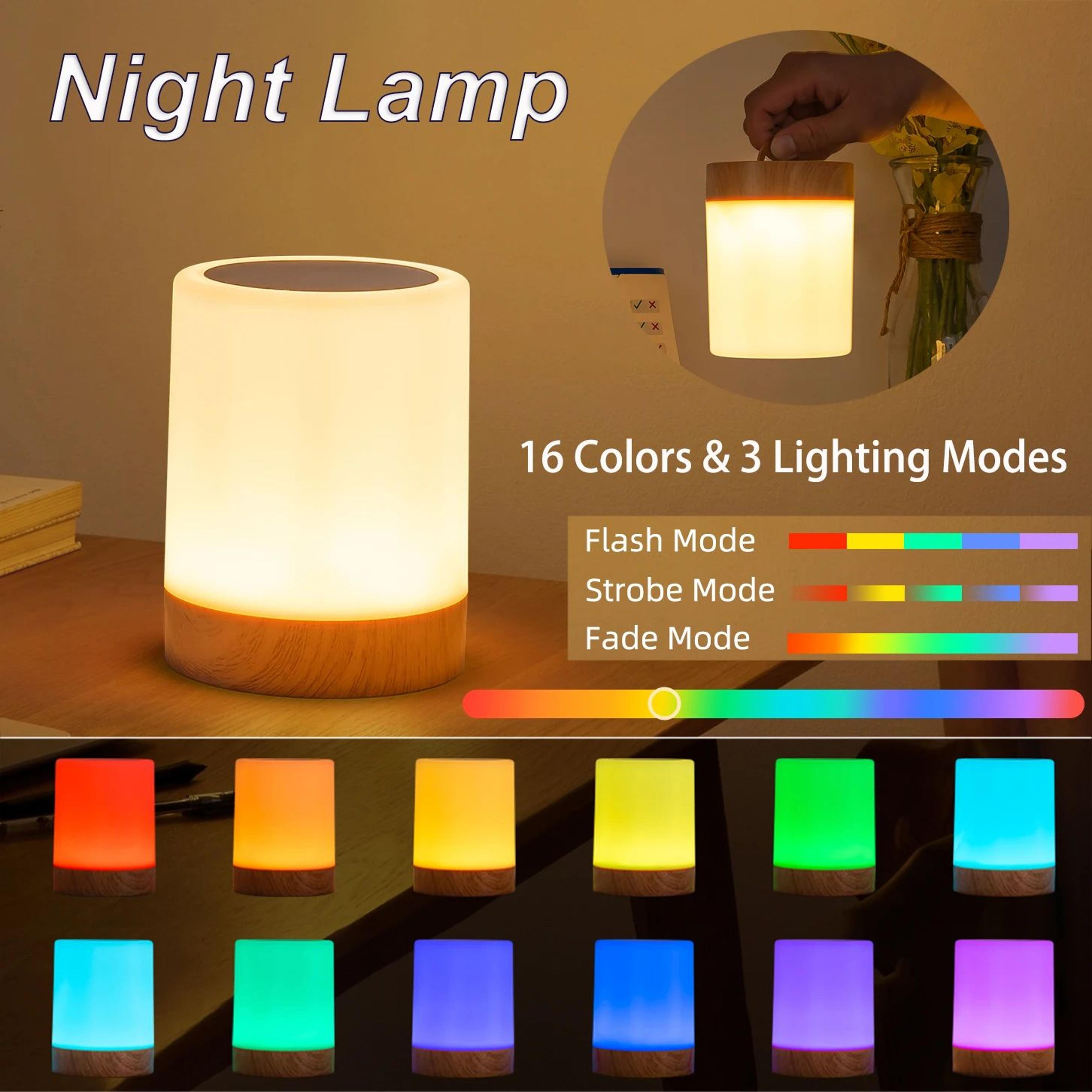 RGB Touch Control LED Bedside Lamp  16 Color Changing Rechargeable Night Light With Remote 0