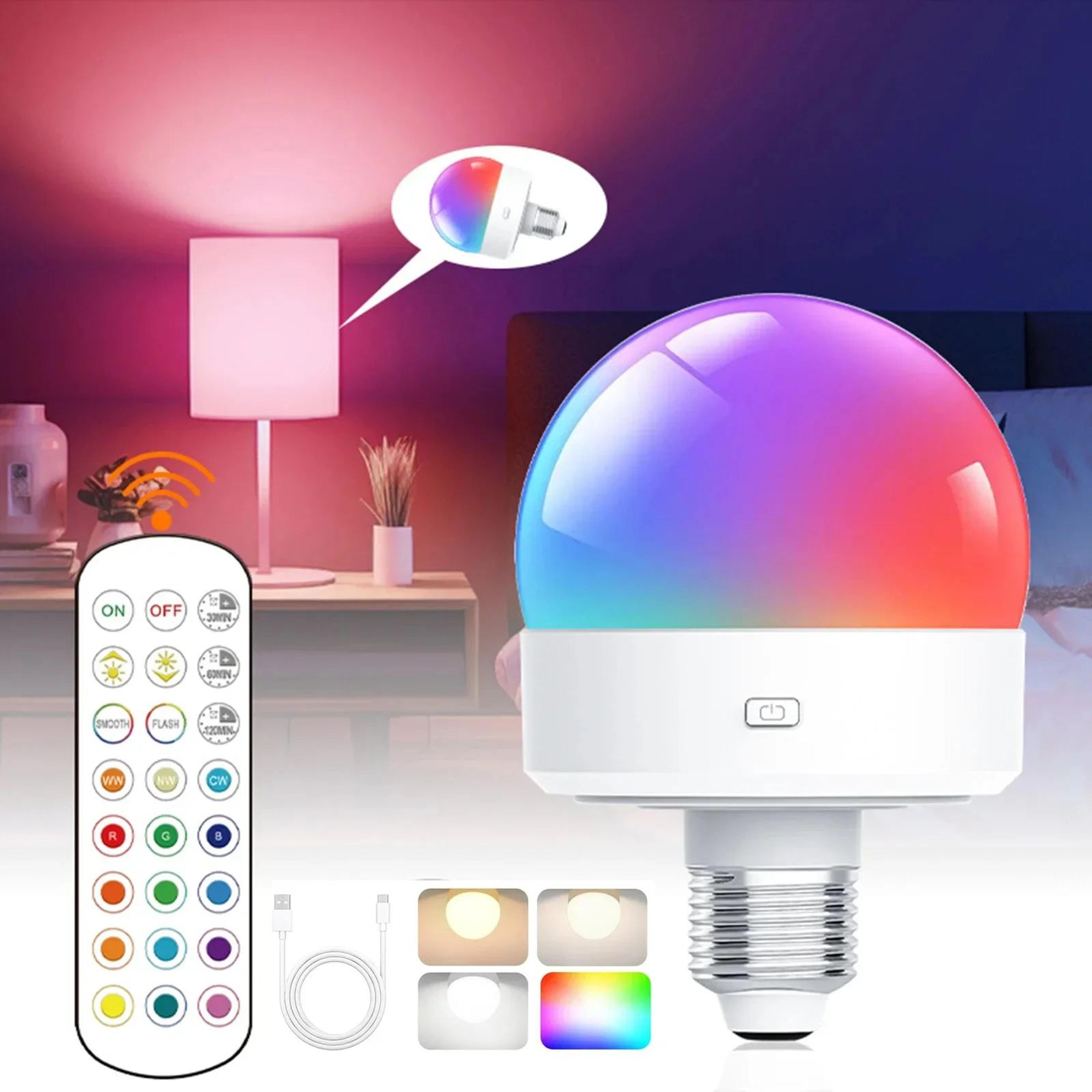 GGbingo Rechargeable LED Light Bulb With Remote  Dimmable RGB Color Changing Emergency Lamp 0