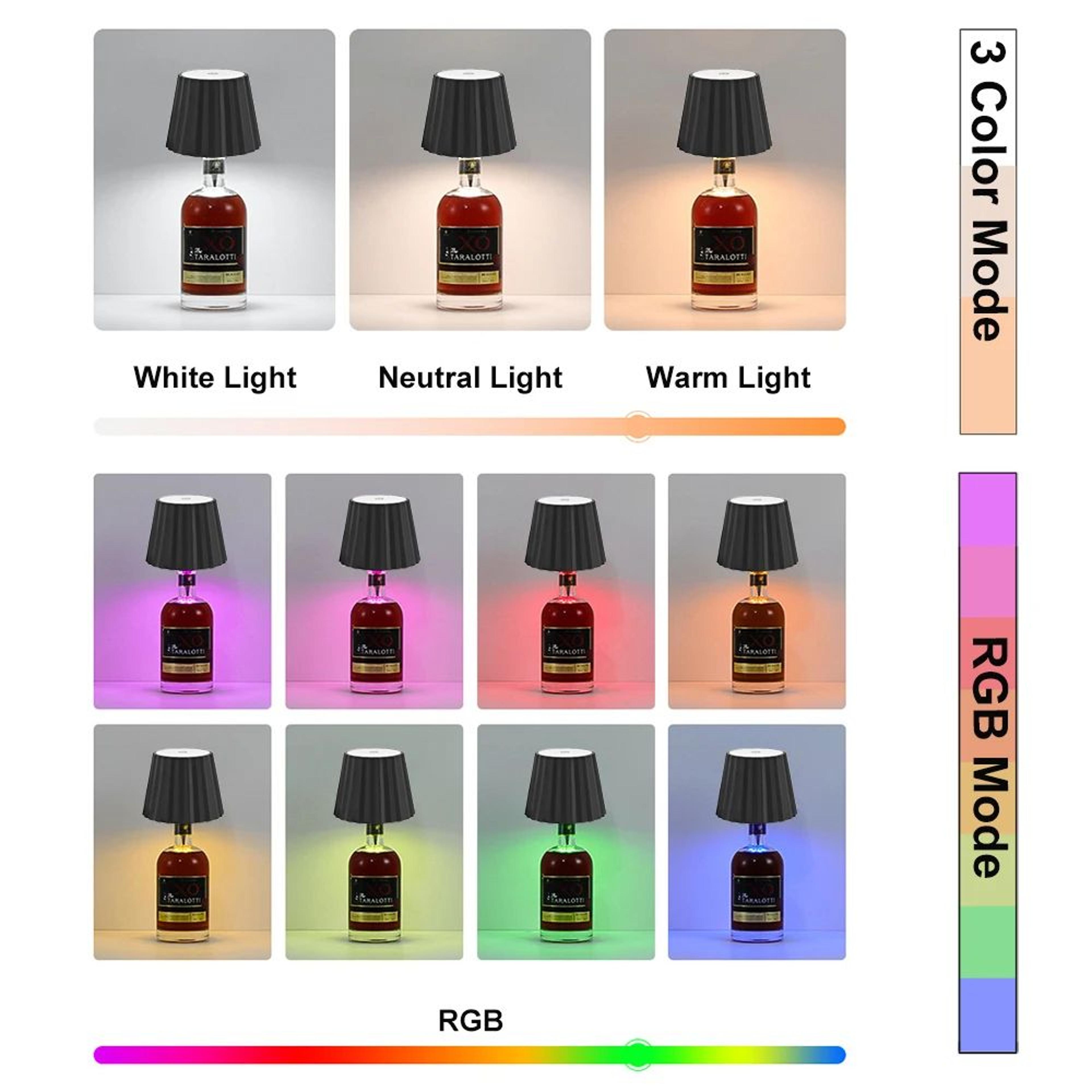RGB Rechargeable LED Bottle Table Lamp  Touch Control Dimmable Wireless Wine Bottle Light 1
