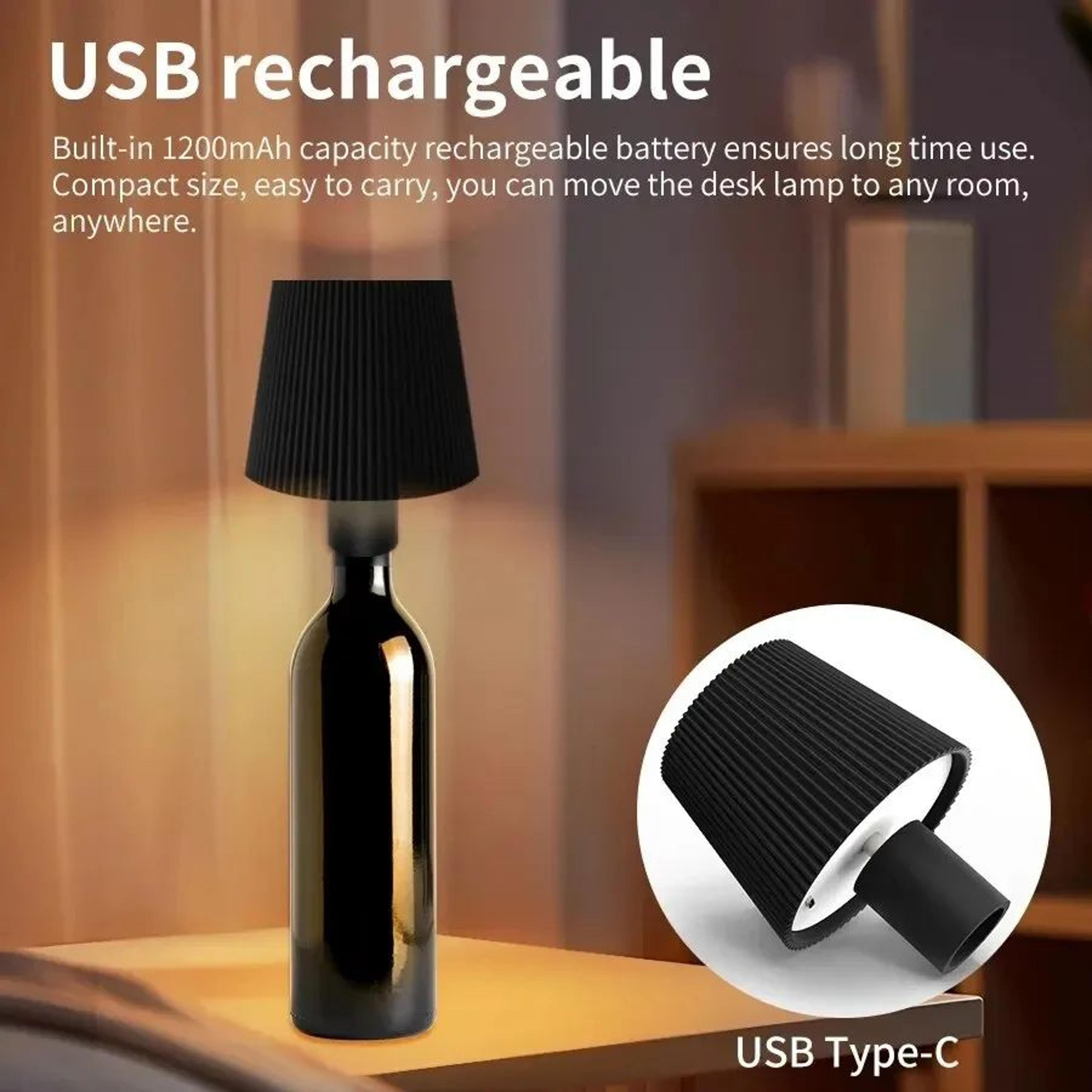 RGB Rechargeable LED Bottle Table Lamp  Touch Control Dimmable Wireless Wine Bottle Light 5