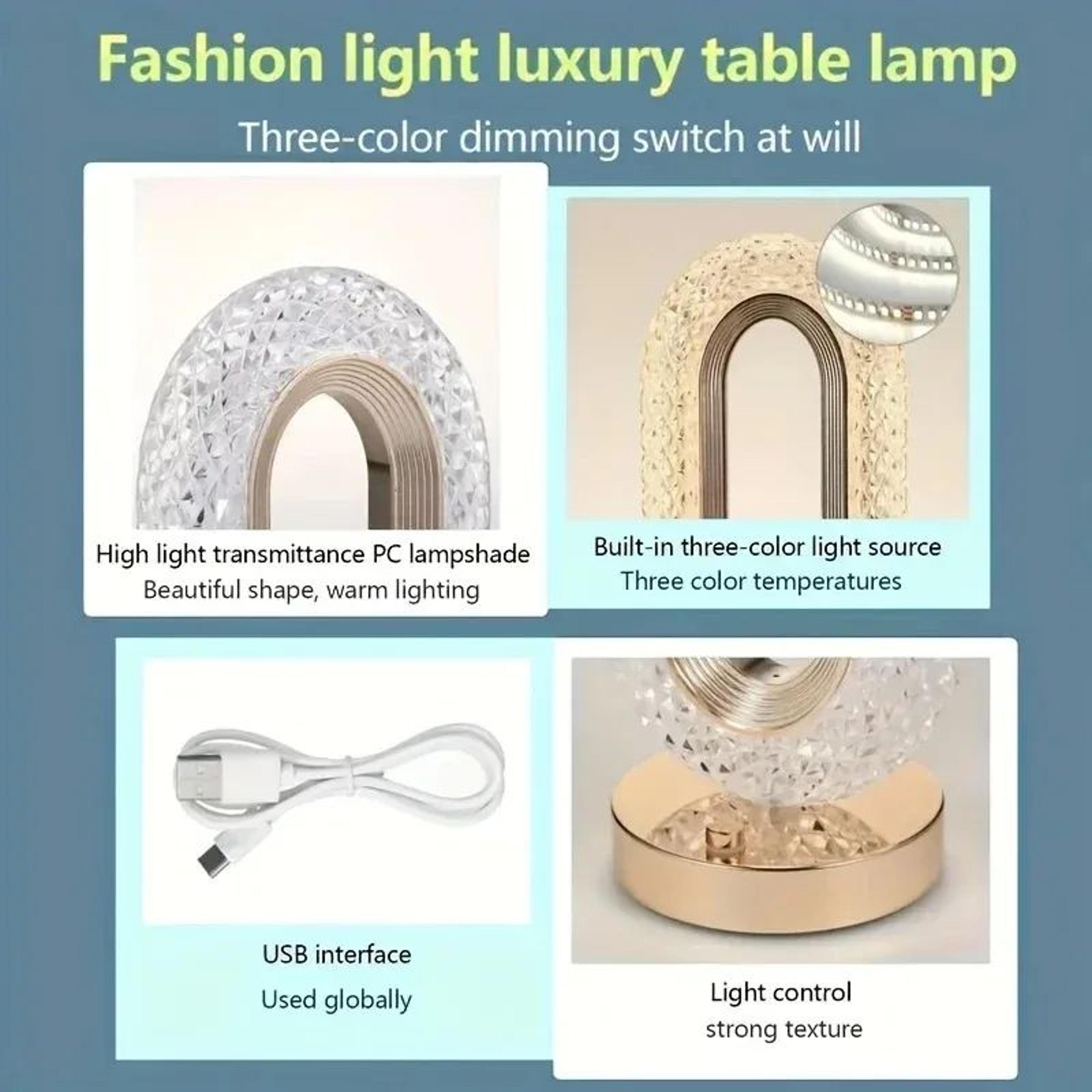 GGbingo 3D Crystal Track LED Table Lamp  Touch Dimmable USB Rechargeable Ambient Night Light 4