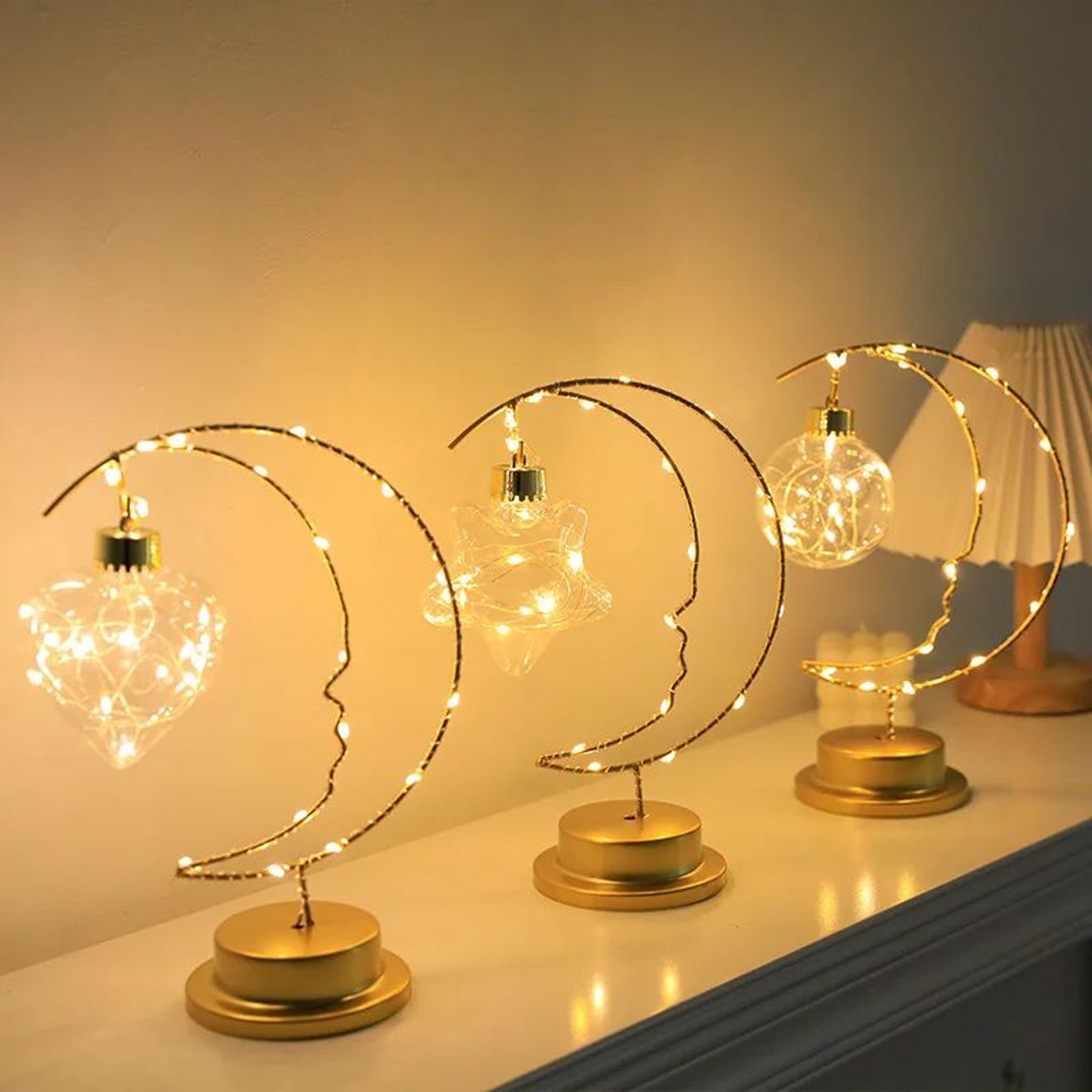 Moon Star Heart LED Decorative Table Lamp  Warm Light Battery Powered Night Light 0