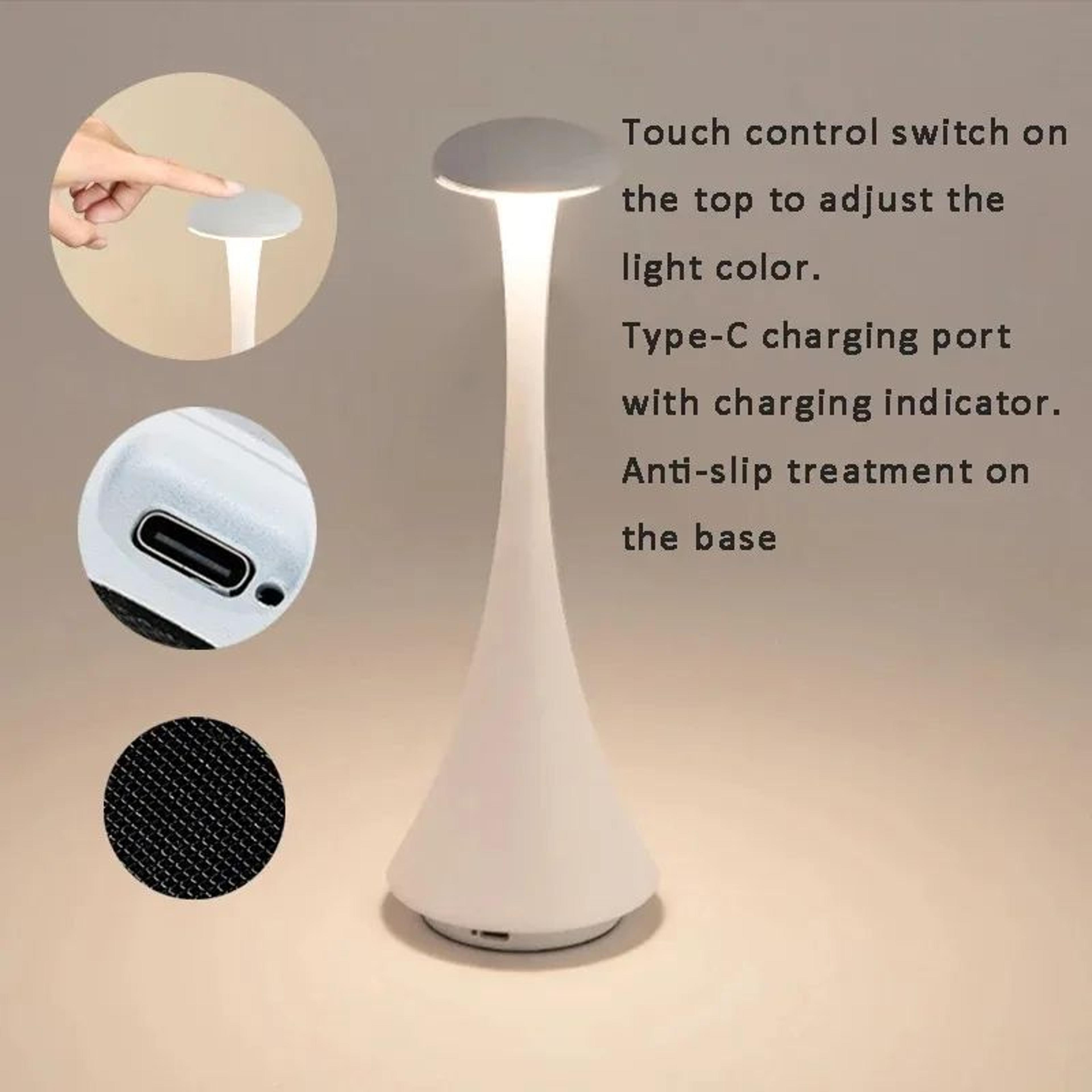 Rechargeable Mushroom LED Table Lamp  Touch Dimmable Wireless USBC Bedside  Desk Light 3