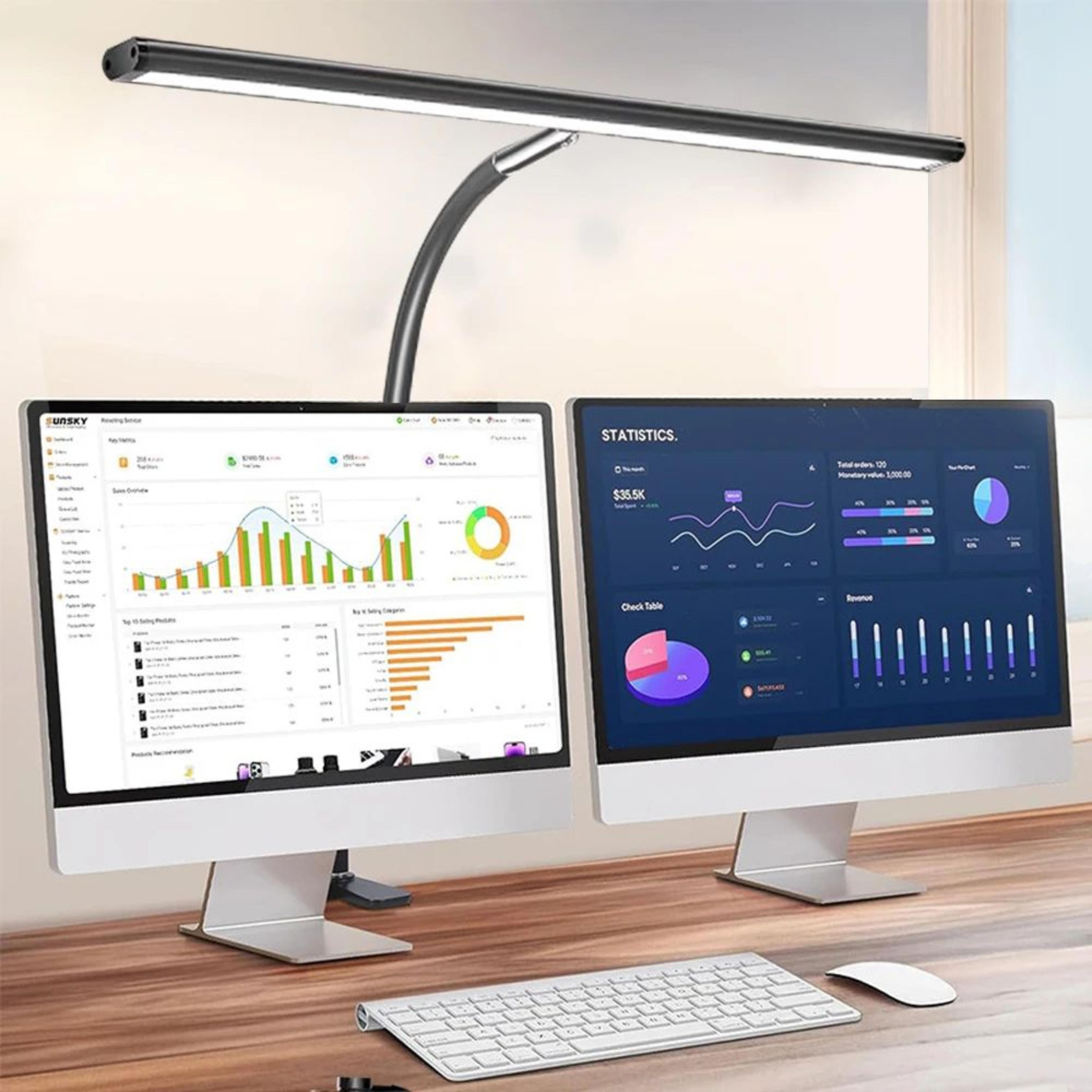 Double Head LED Desk Lamp With Clamp  Stepless Dimmable EyeCaring Monitor Reading Light 8