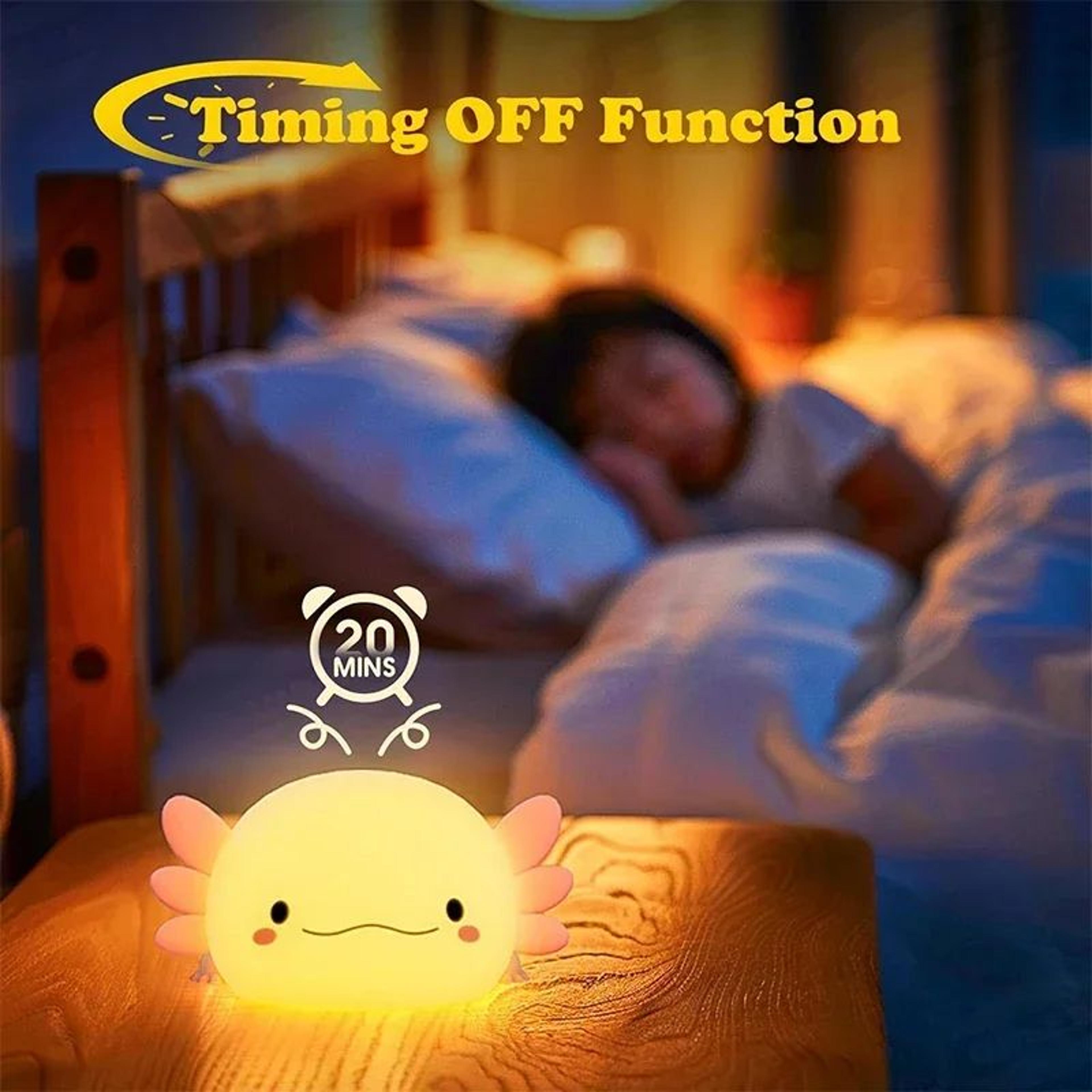 Cute Axolotl Silicone LED Night Light  Touch Control Rechargeable Kids Bedside Lamp 3