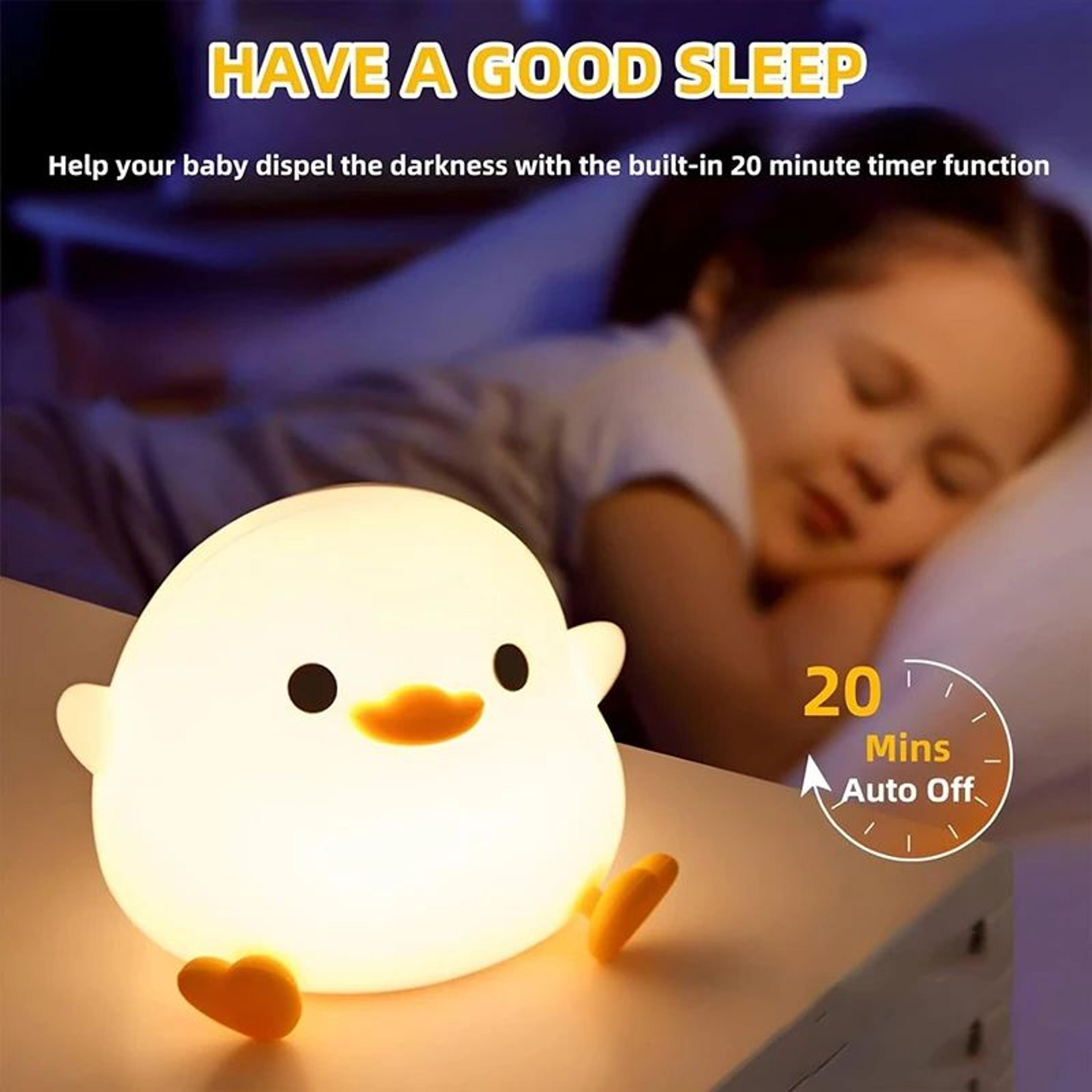 Cute Duck Silicone LED Night Light  Rechargeable Touch Dimmable Nursery Bedside Lamp 3