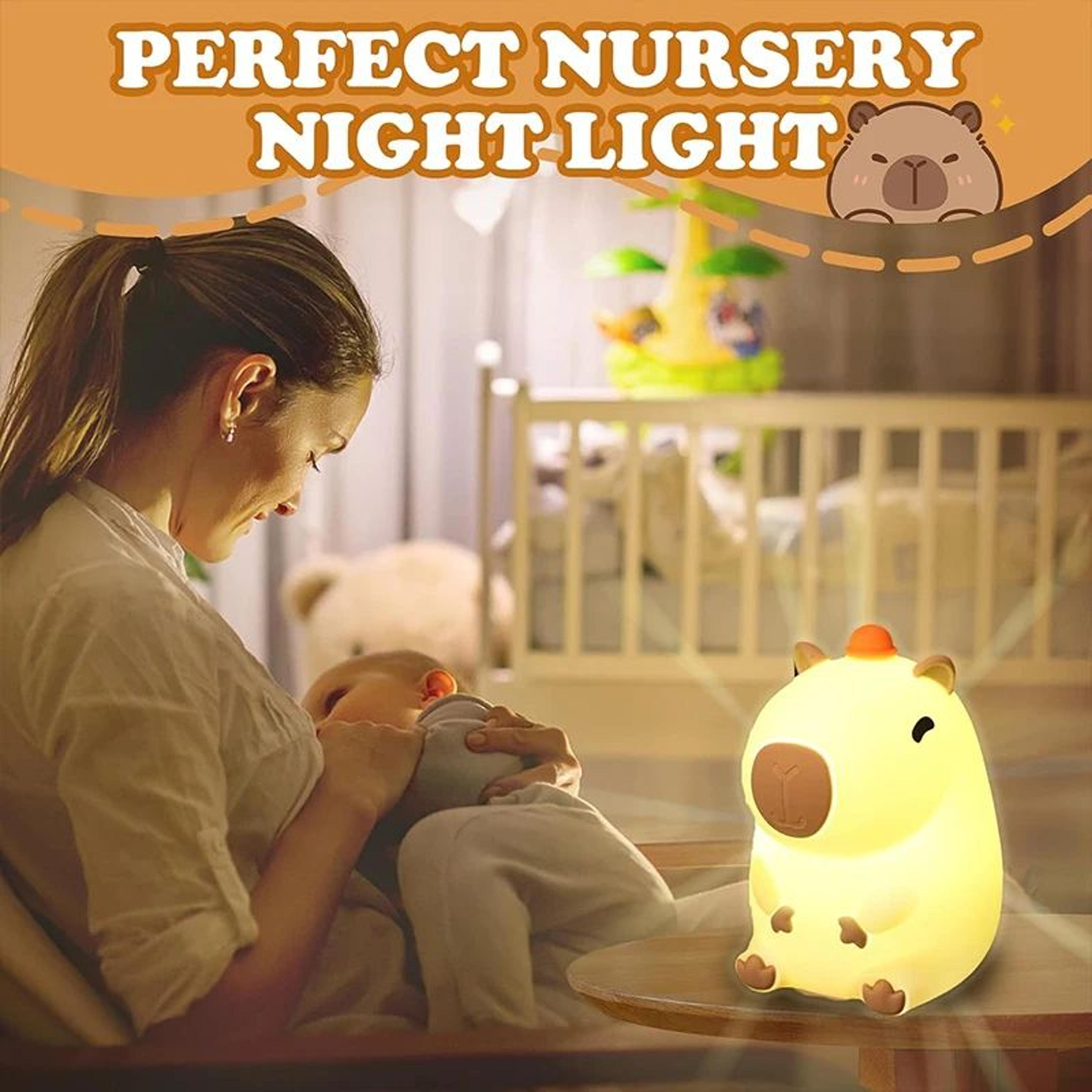 Cute Capybara Silicone LED Night Light  Rechargeable Touch Bedside Lamp For Kids 3