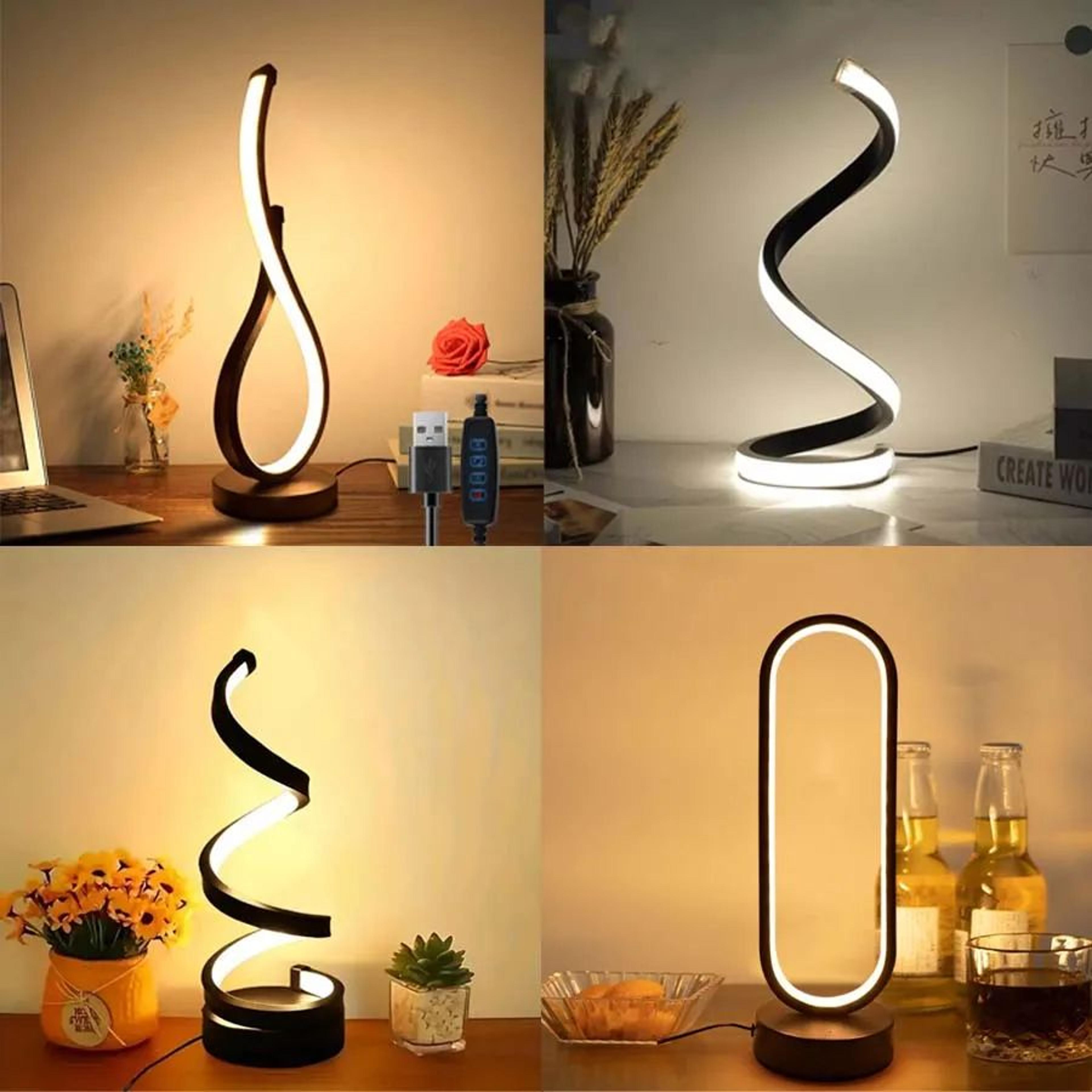 Modern Spiral LED Table Lamp  3 Color Touch Dimmable Bedside  Desk Light 0