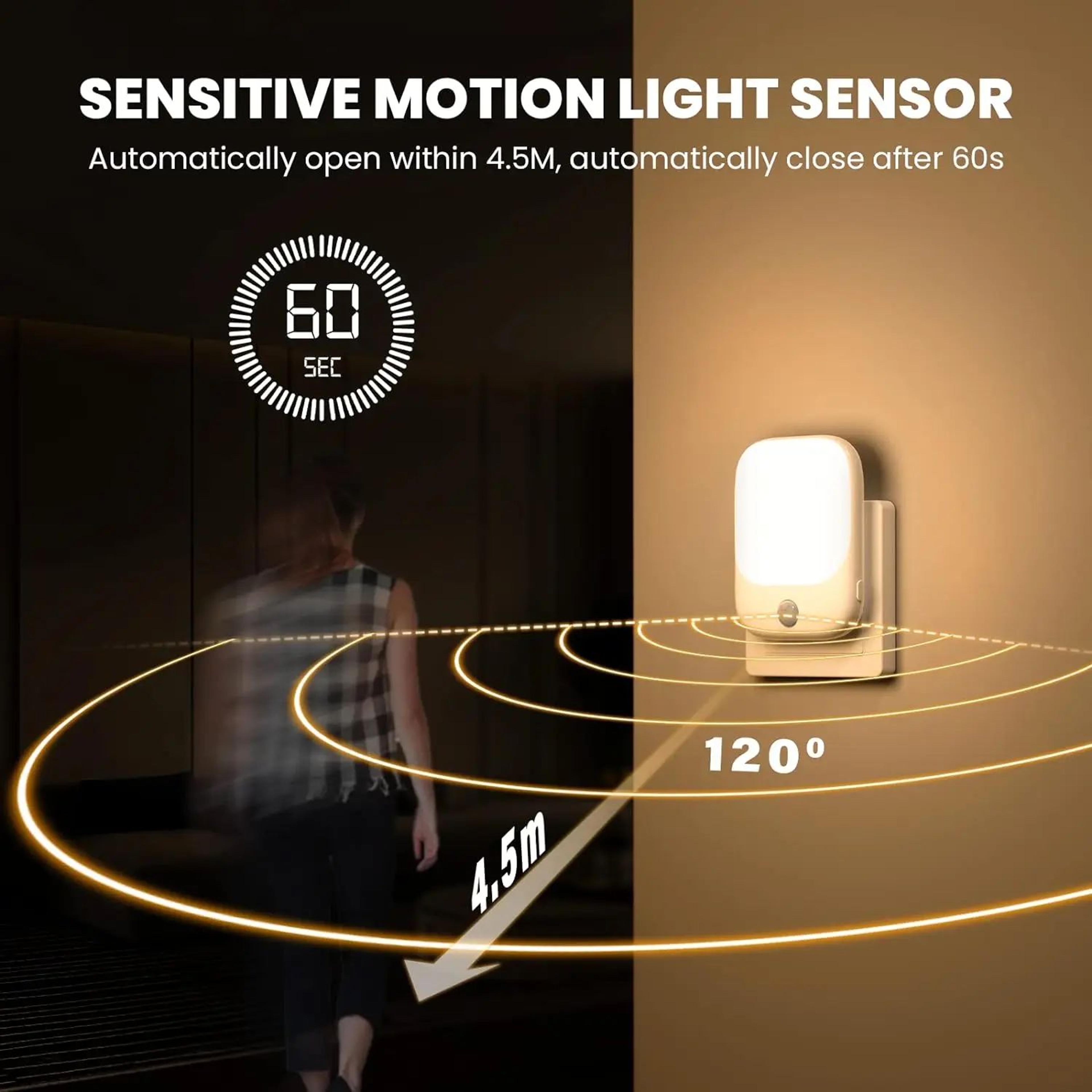 EU Plug Motion Sensor LED Night Light  Dusk To Dawn Dimmable Bedroom  Hallway Lamp 1