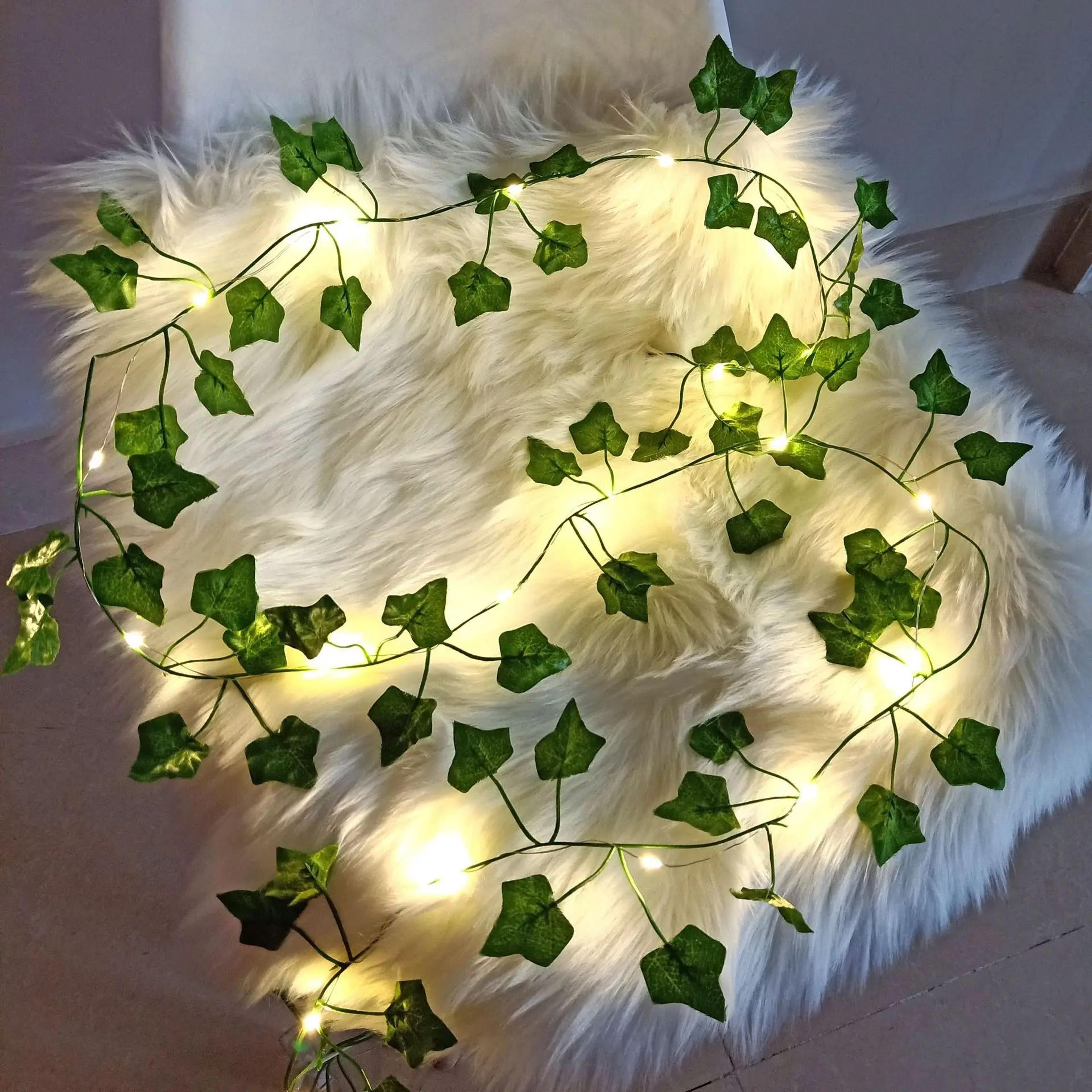 LED Ivy Vine String Lights  Artificial Green Leaf Garland For Bedroom  Wedding Decor 0