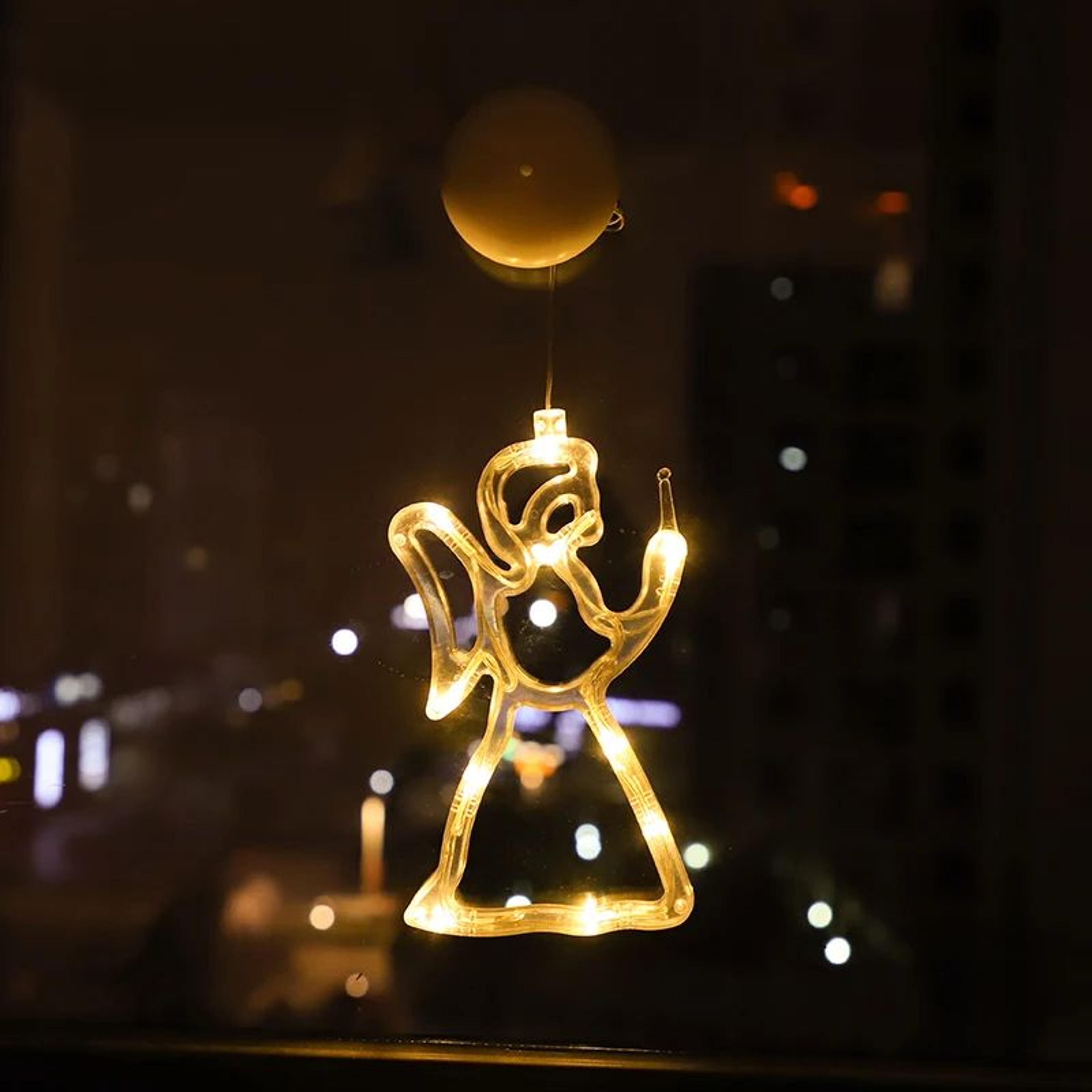 LED Christmas Window Sucker Lights Battery Powered Hanging Holiday Decor Lamp 16