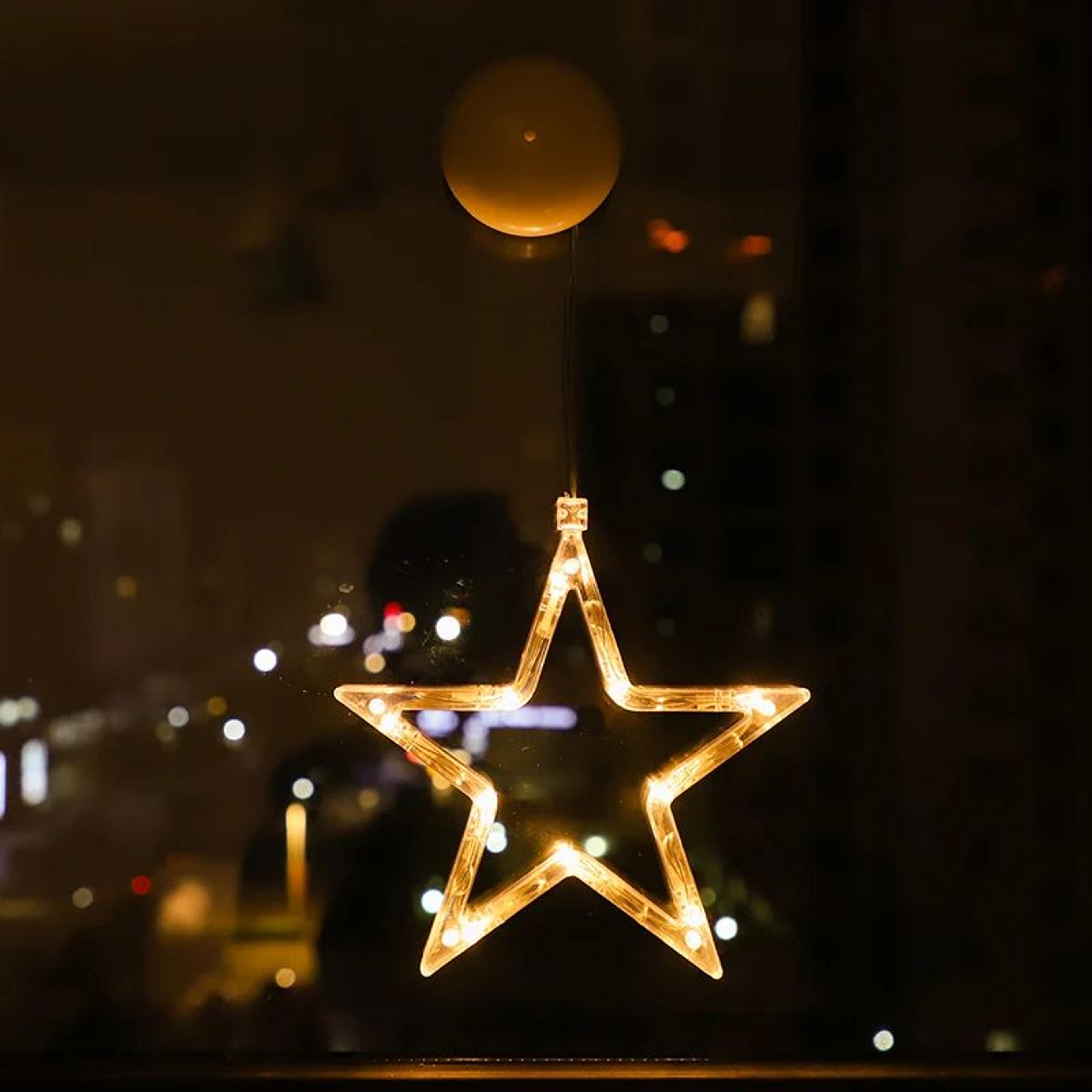 LED Christmas Window Sucker Lights Battery Powered Hanging Holiday Decor Lamp 12