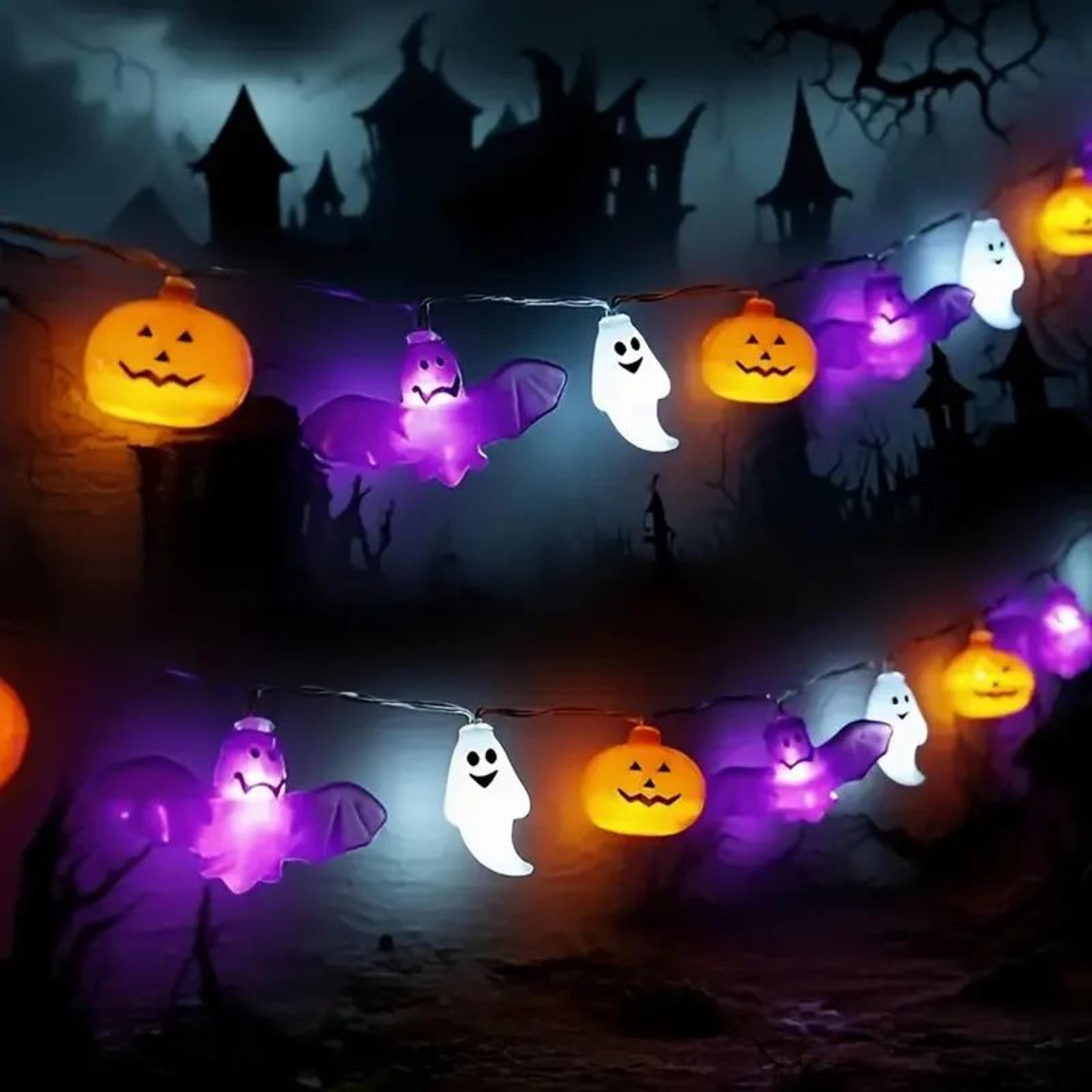 LED Halloween String Lights Battery Powered Bat Ghost  Pumpkin Party Decor Lights 0