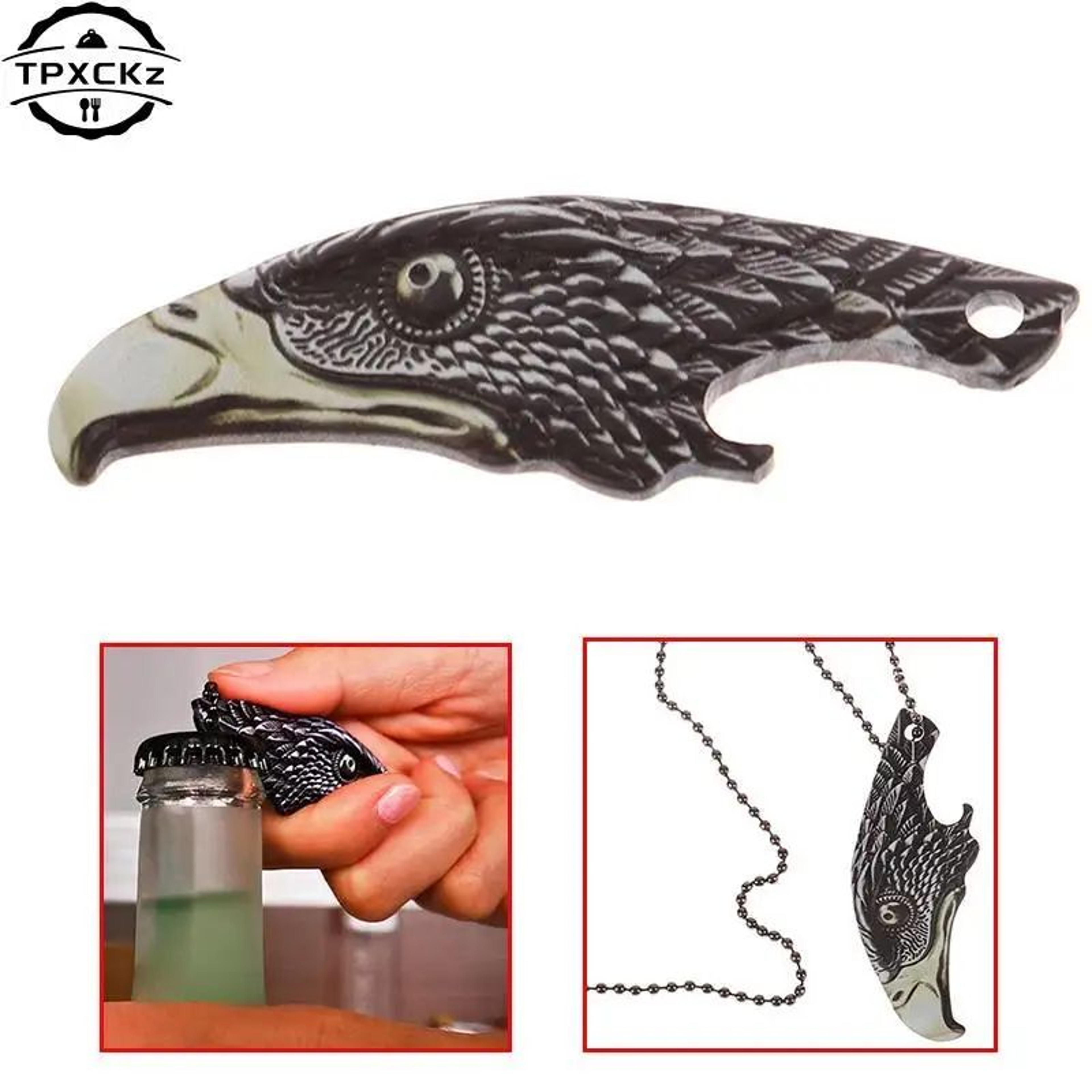 stainless steel eagle head bottle opener – portable beer bottle & jar lid opener keychain tool