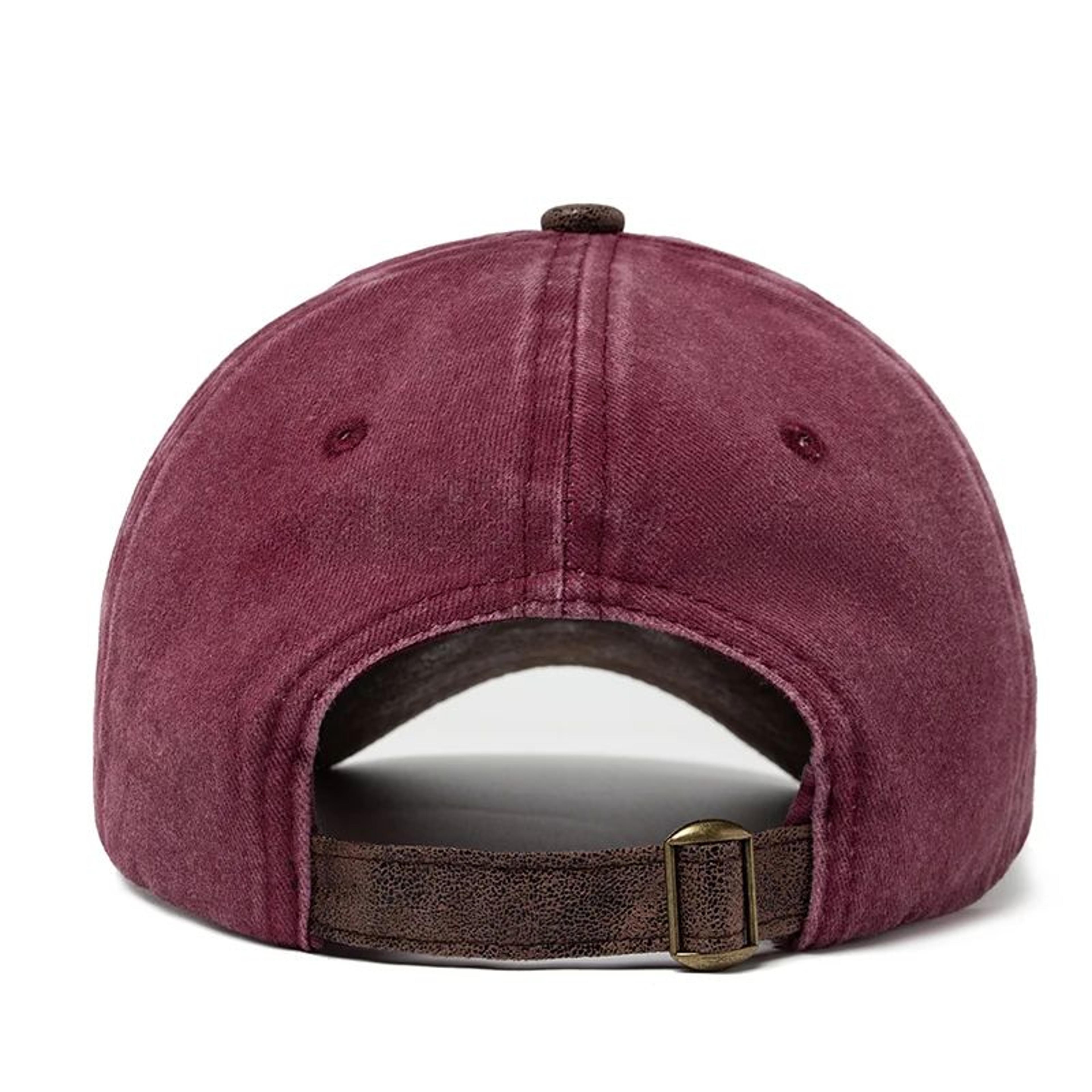 CNTANG PU Leather Letter Embroidered Baseball Cap  Adjustable Casual Sun Visor Hat 1