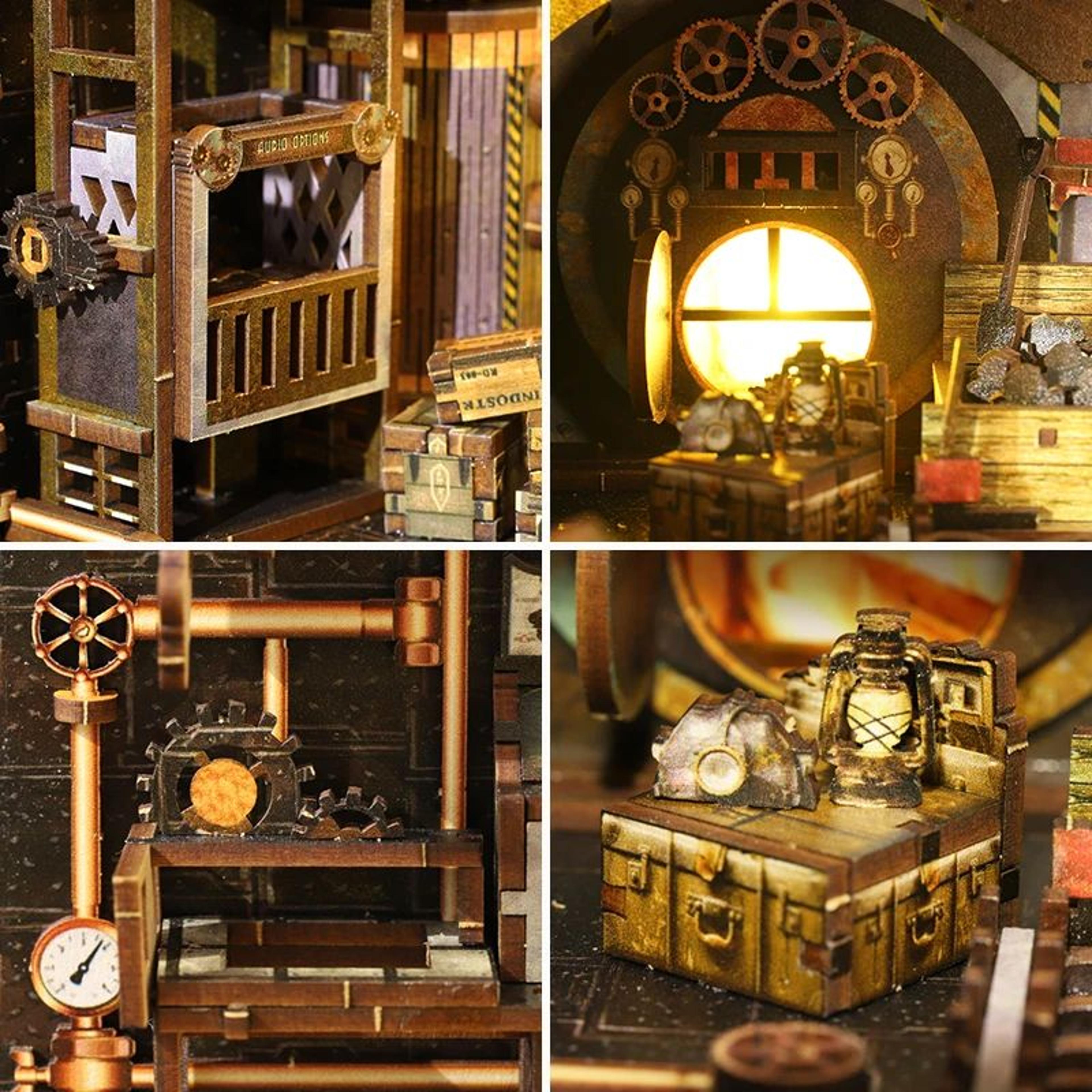 DIY Dollhouse Book Nook Kit  Wooden Puzzle Bookshelf Insert Decor 5