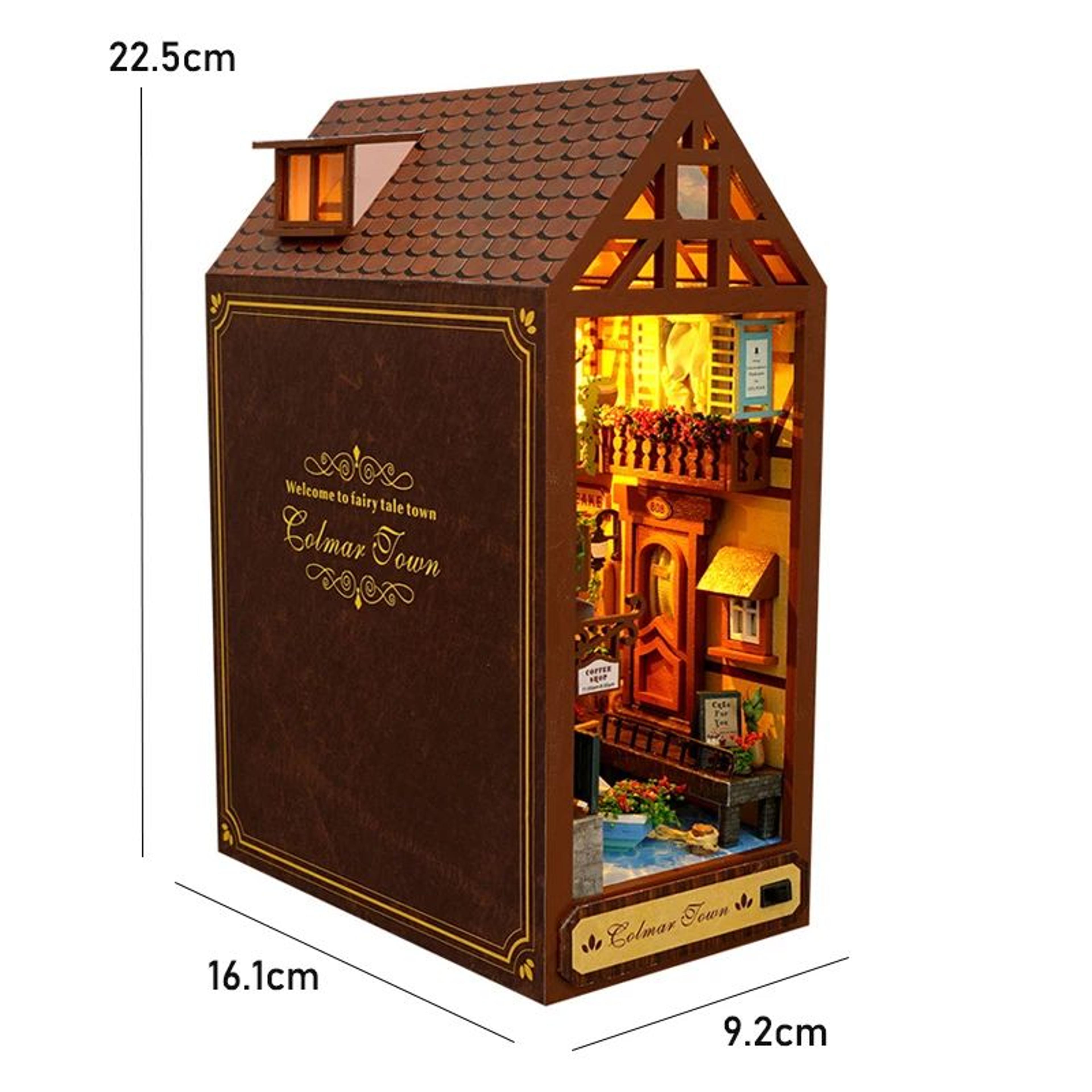 DIY Dollhouse Book Nook Kit  Wooden Puzzle Bookshelf Insert Decor 14